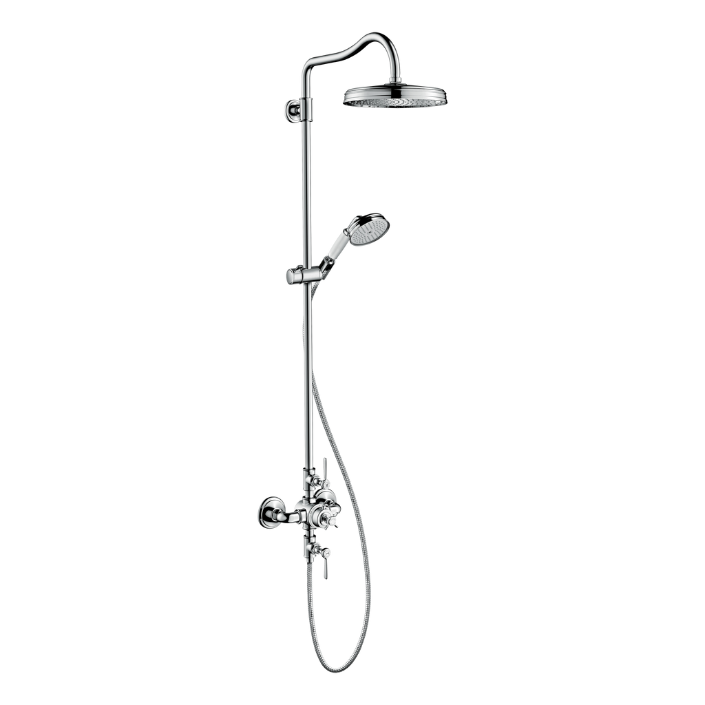 AXOR Montreux Shower Column with Thermostat and Overhead Shower 240 1jet from Brandt in Chrome finish