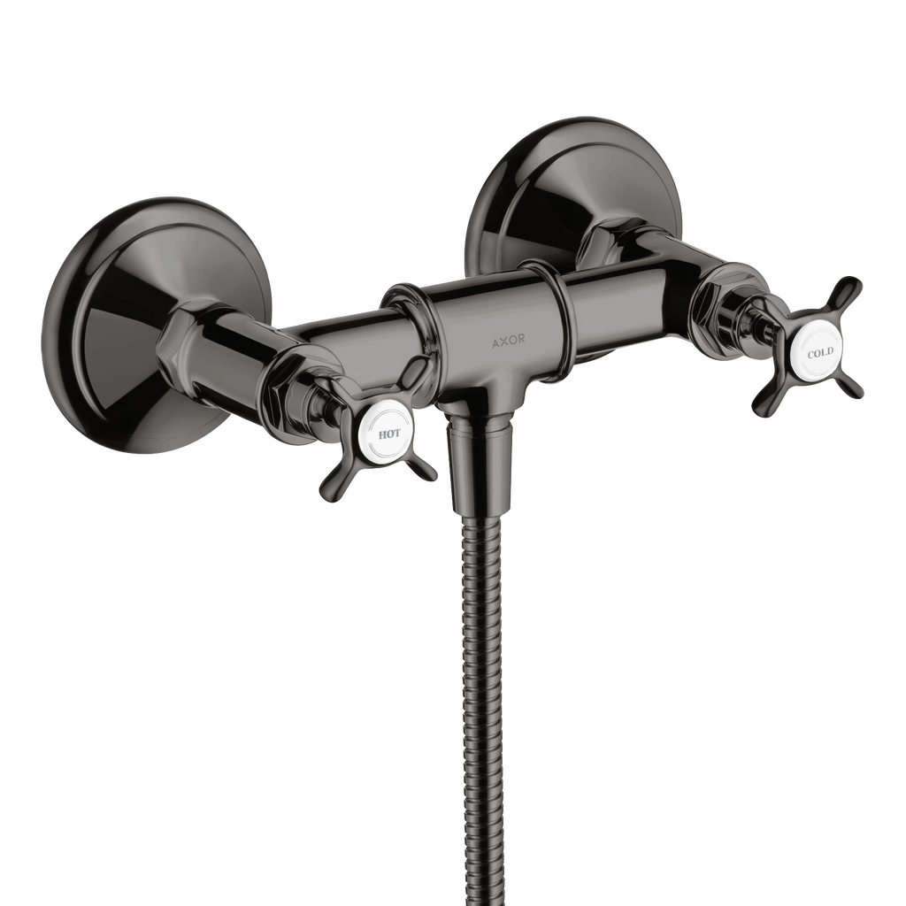 AXOR Montreux 2-Handle Shower Mixer Faucet with Cross Handles 170 cc from Brandt in Polished Black Chrome finish