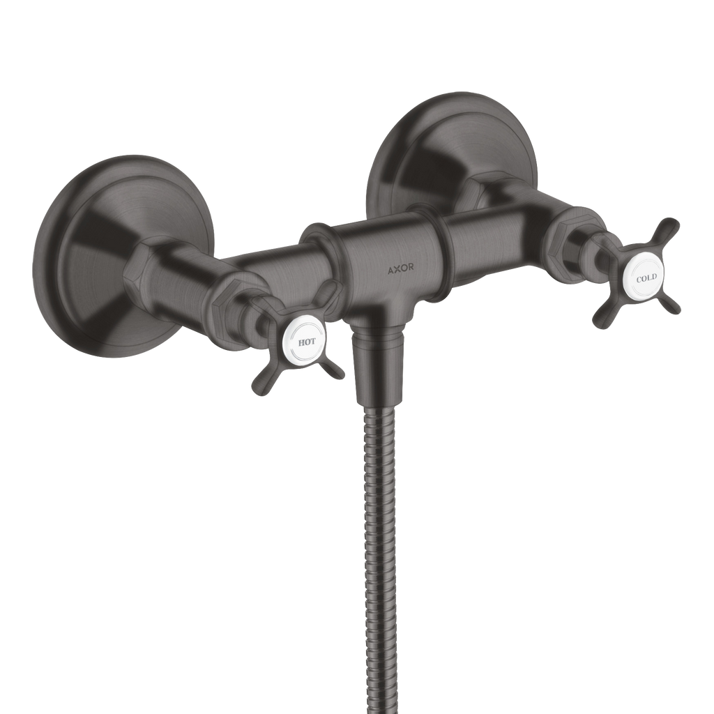 AXOR Montreux 2-Handle Shower Mixer Faucet with Cross Handles 170 cc from Brandt in Brushed Black Chrome finish