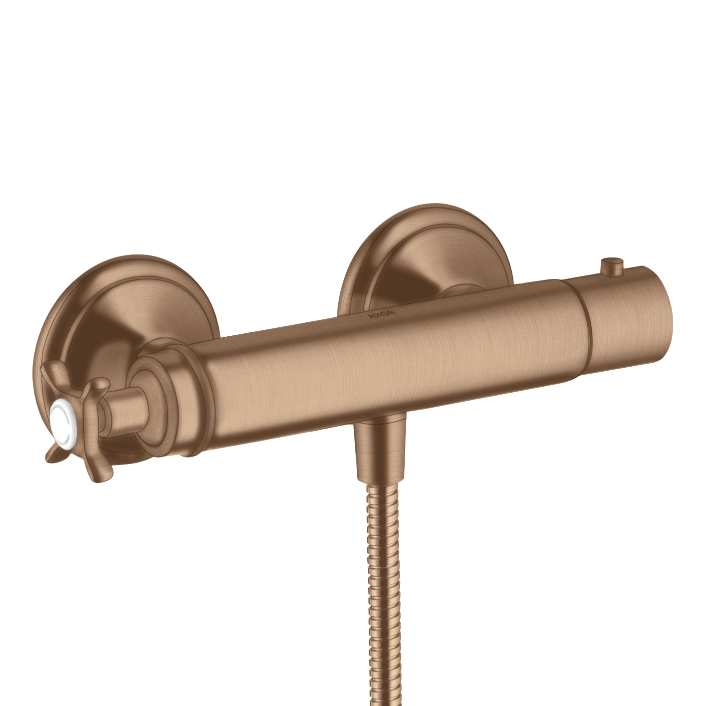 AXOR Montreux Cross Handle Shower Thermostat from Brandt in Brushed Red Gold finish