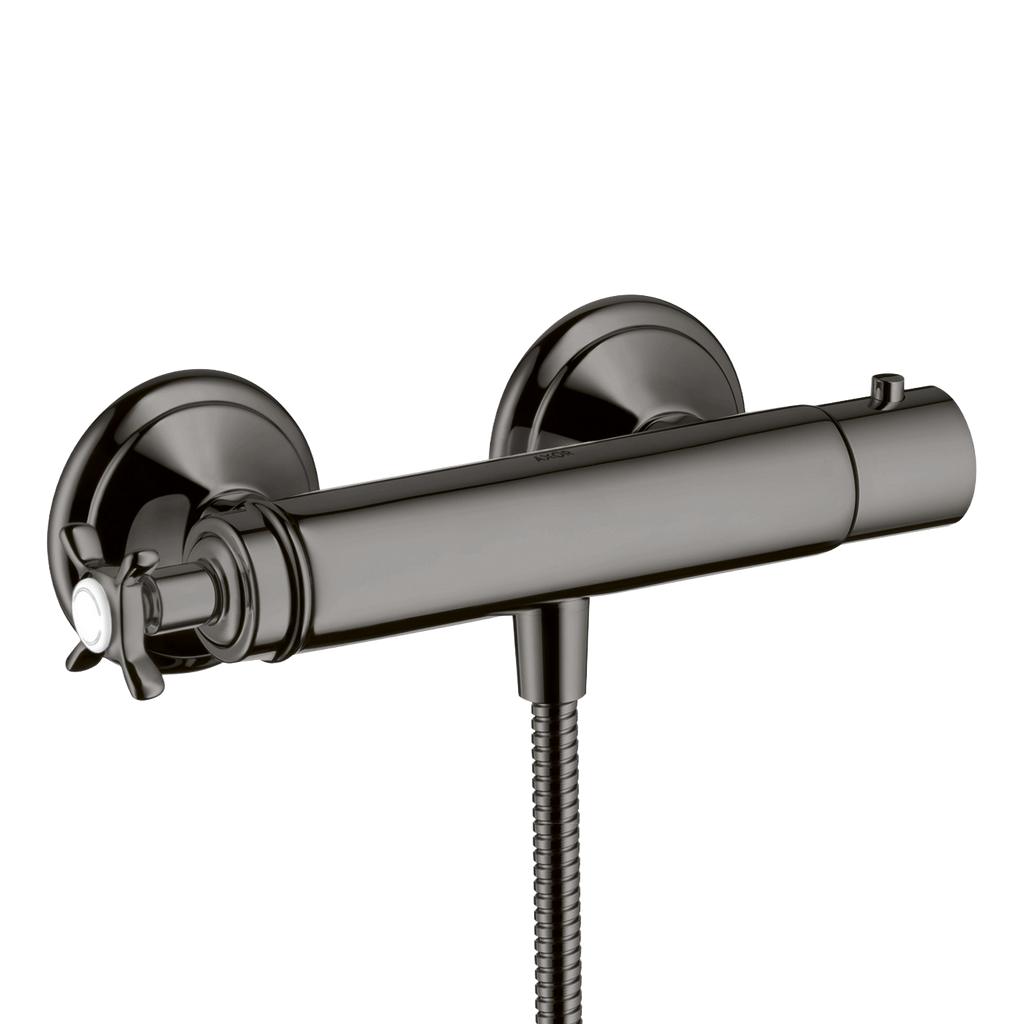 AXOR Montreux Cross Handle Shower Thermostat from Brandt in Polished Black Chrome finish