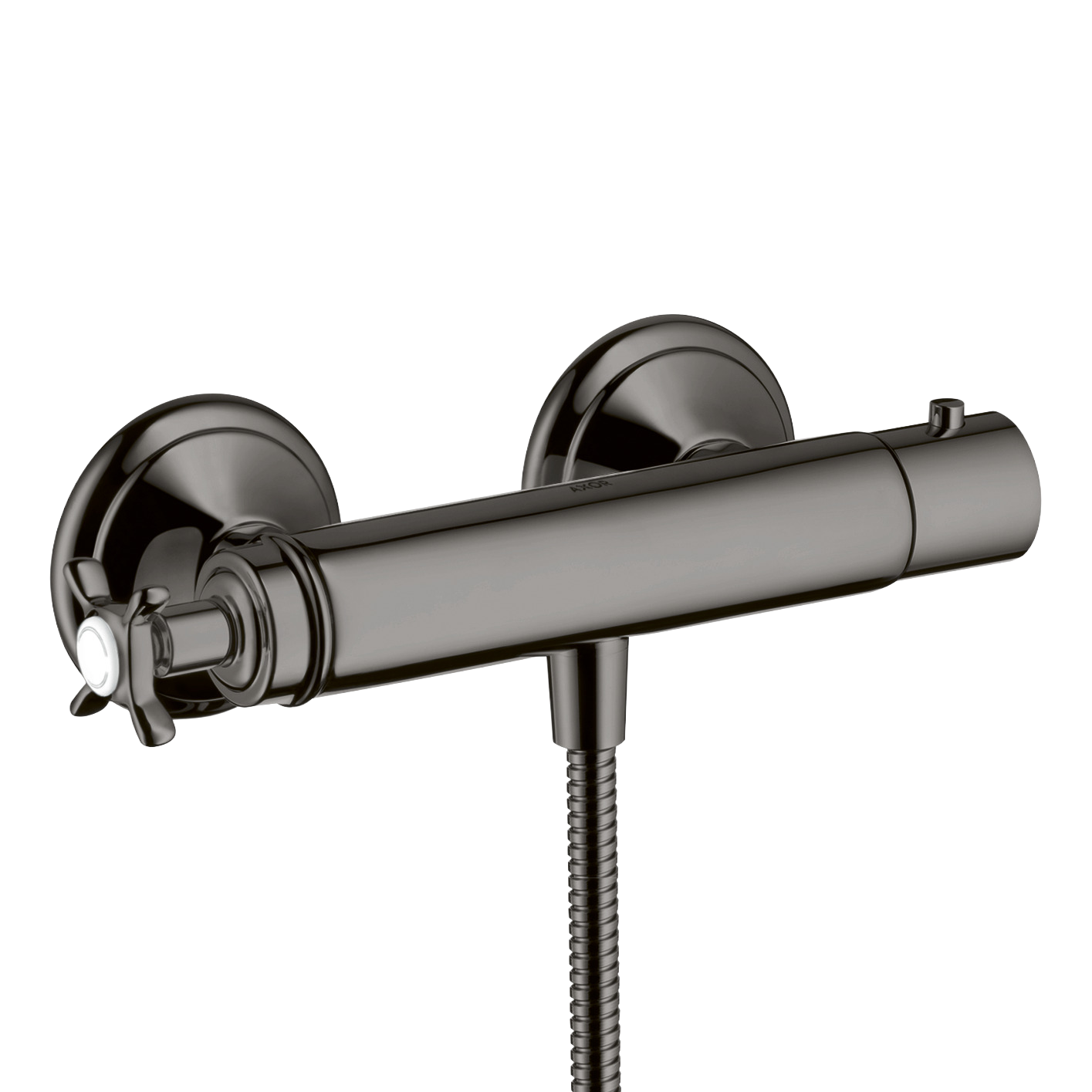 AXOR Montreux Cross Handle Shower Thermostat from Brandt in Polished Black Chrome finish