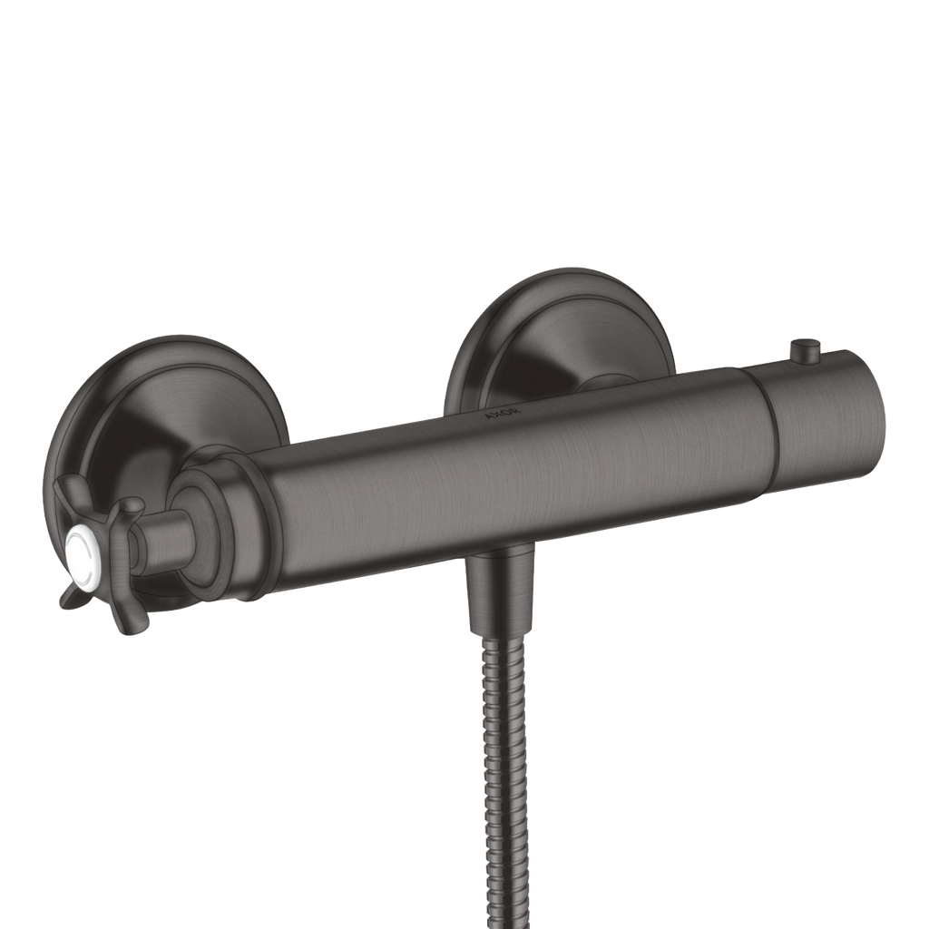 AXOR Montreux Cross Handle Shower Thermostat from Brandt in Brushed Black Chrome finish