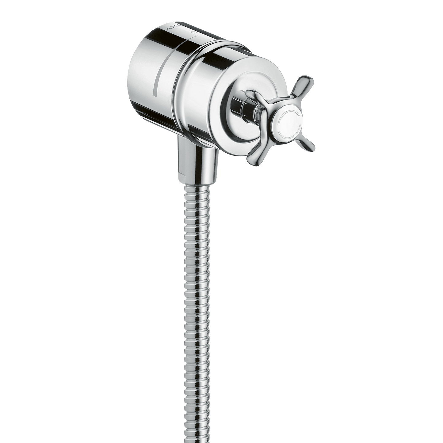 AXOR Montreux Wall Outlet Stop with Non-Return Valve, Shut-Off Valve and Cross Handle from Brandt in Chrome finish