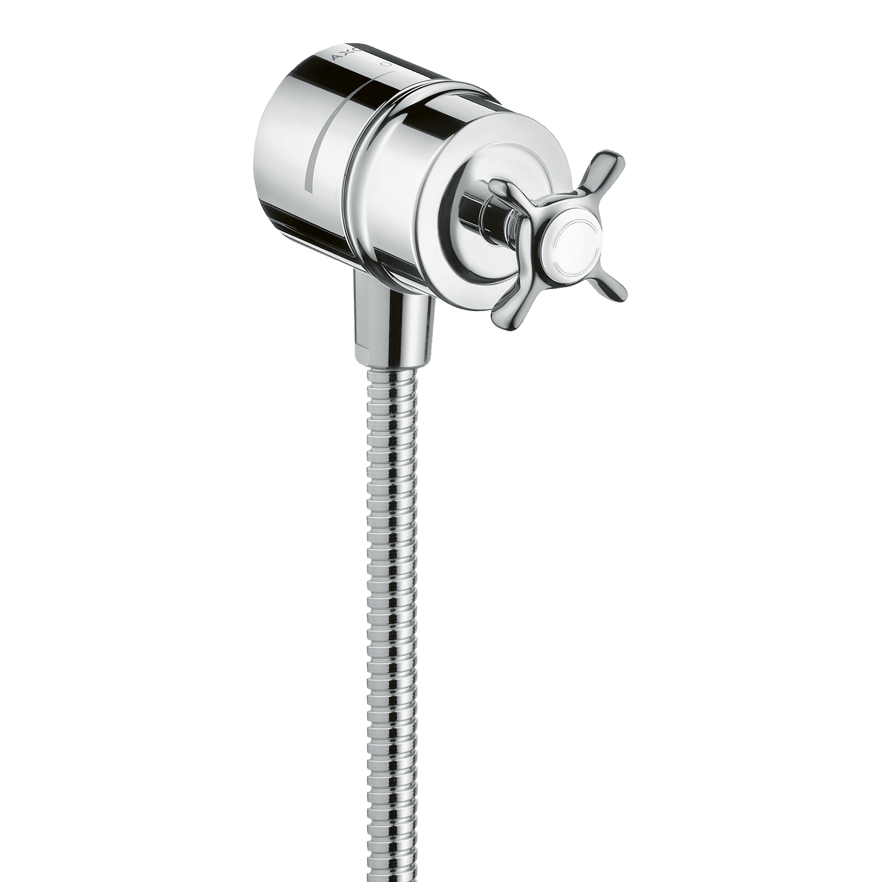 AXOR Montreux Wall Outlet Stop with Non-Return Valve, Shut-Off Valve and Cross Handle from Brandt in Chrome finish