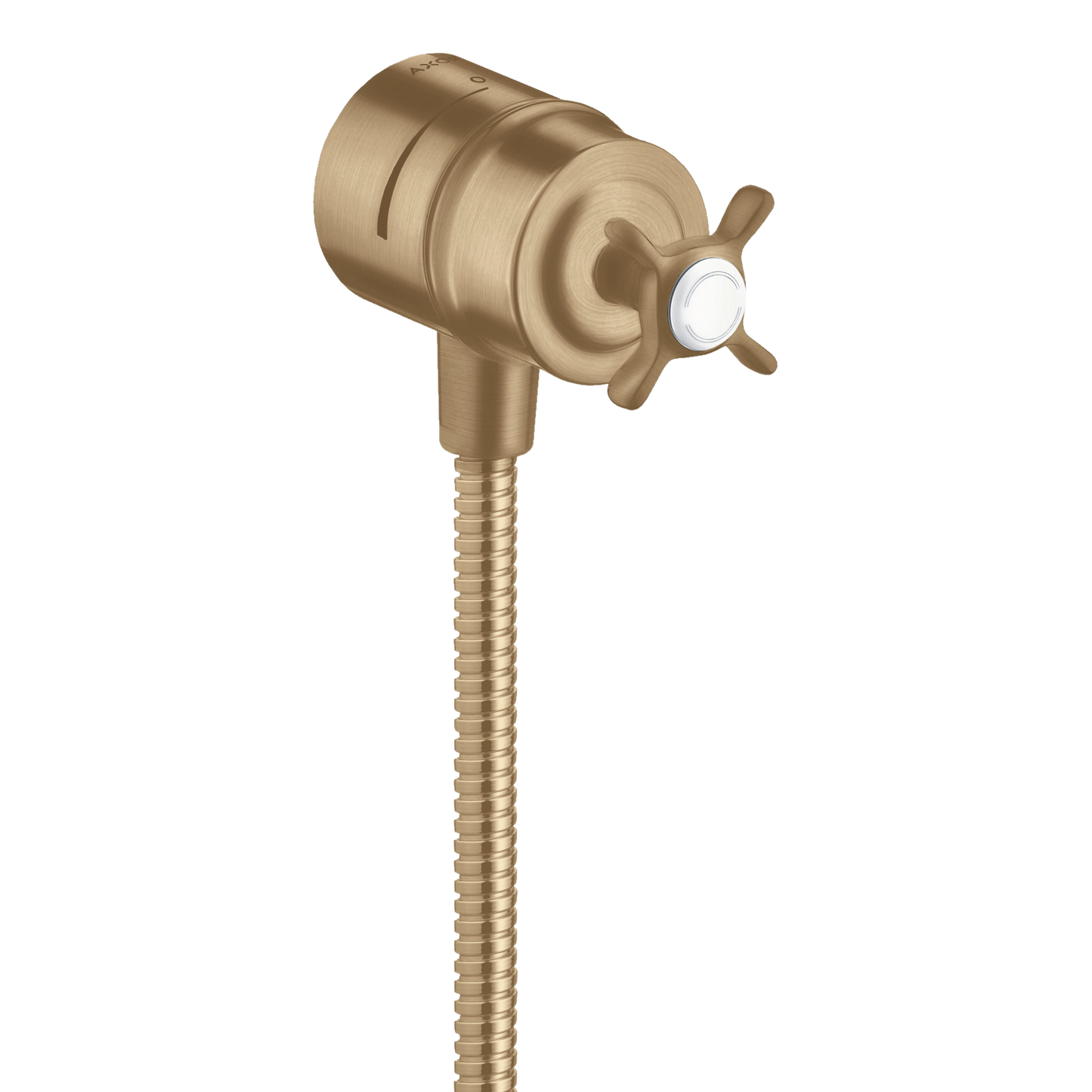 AXOR Montreux Wall Outlet Stop with Non-Return Valve, Shut-Off Valve and Cross Handle from Brandt in Brushed Bronze finish