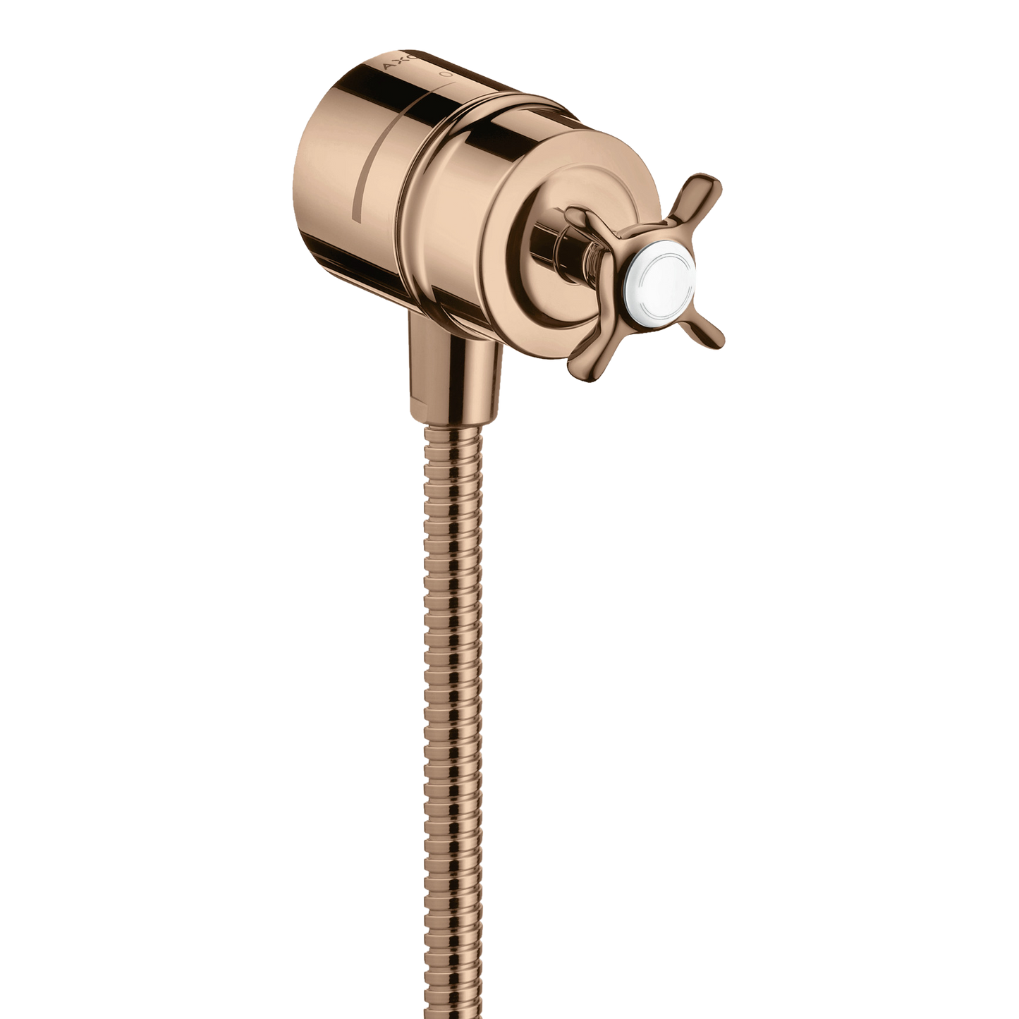AXOR Montreux Wall Outlet Stop with Non-Return Valve, Shut-Off Valve and Cross Handle from Brandt in Polished Red Gold finish