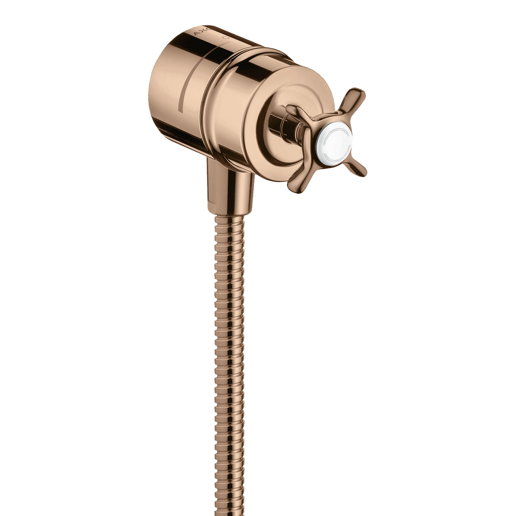 AXOR Montreux Wall Outlet Stop with Non-Return Valve, Shut-Off Valve and Cross Handle from Brandt in Polished Red Gold finish