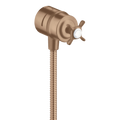 AXOR Montreux Wall Outlet Stop with Non-Return Valve, Shut-Off Valve and Cross Handle from Brandt in Brushed Red Gold finish