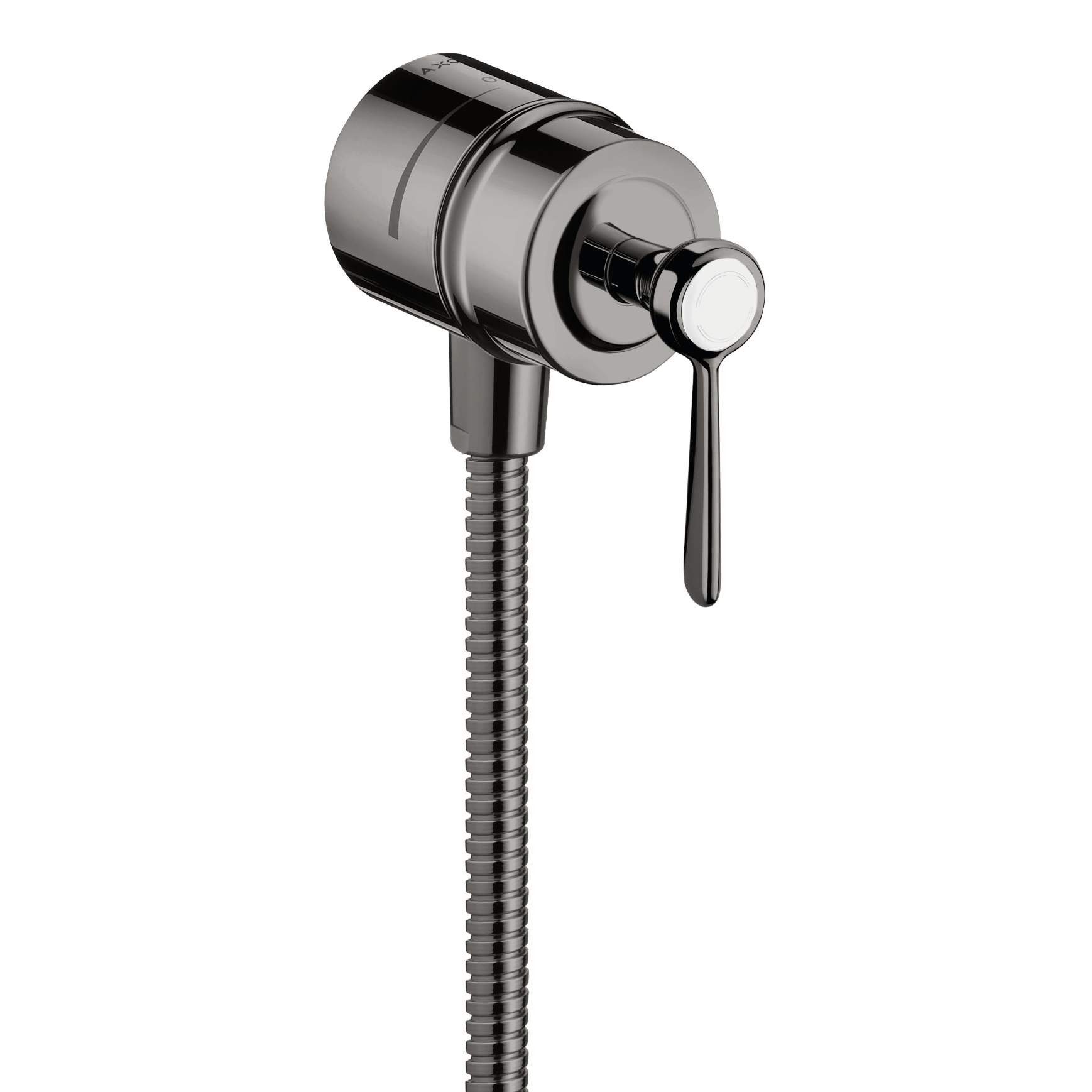AXOR Montreux Wall Outlet Stop with Non-Return Valve, Shut-Off Valve and Lever Handles from Brandt in Polished Black Chrome finish