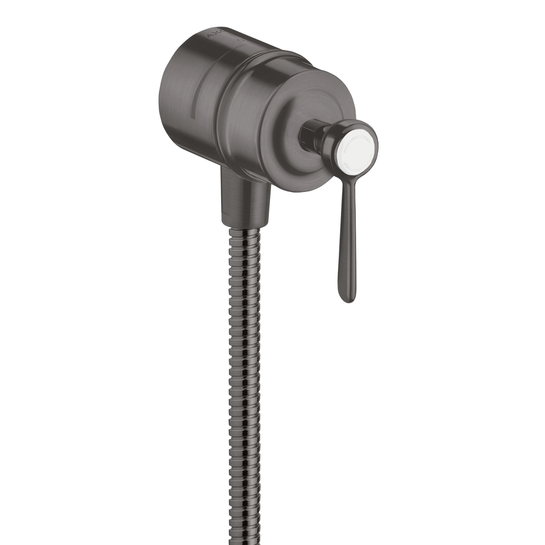AXOR Montreux Wall Outlet Stop with Non-Return Valve, Shut-Off Valve and Lever Handles from Brandt in Brushed Black Chrome finish