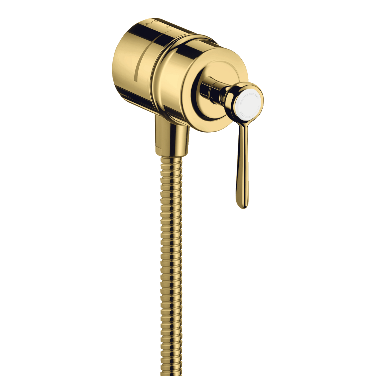 AXOR Montreux Wall Outlet Stop with Non-Return Valve, Shut-Off Valve and Lever Handles from Brandt in Polished Gold Optic finish