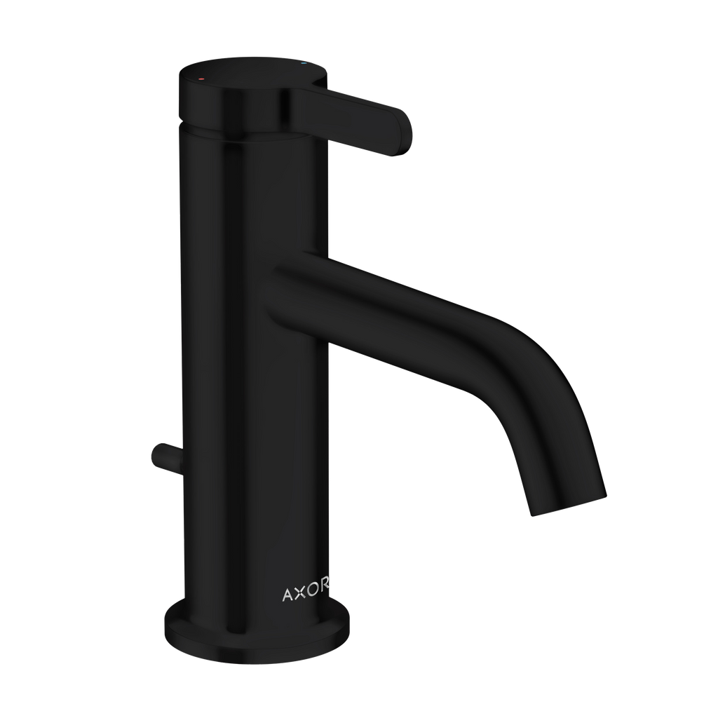 AXOR One Single Lever Handle Basin Mixer Faucet 70 with Pop-Up Waste Set from Brandt in Matt Black finish