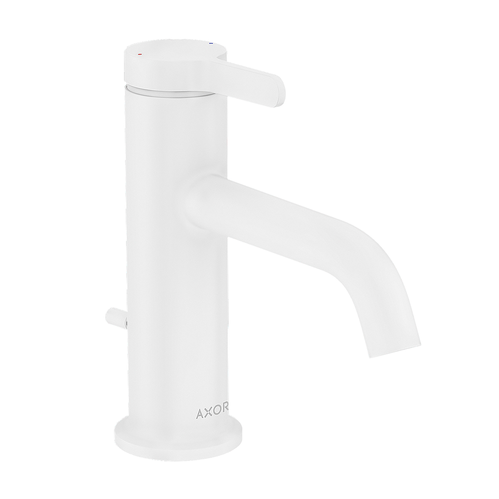 AXOR One Single Lever Handle Basin Mixer Faucet 70 with Pop-Up Waste Set from Brandt in Matt White finish