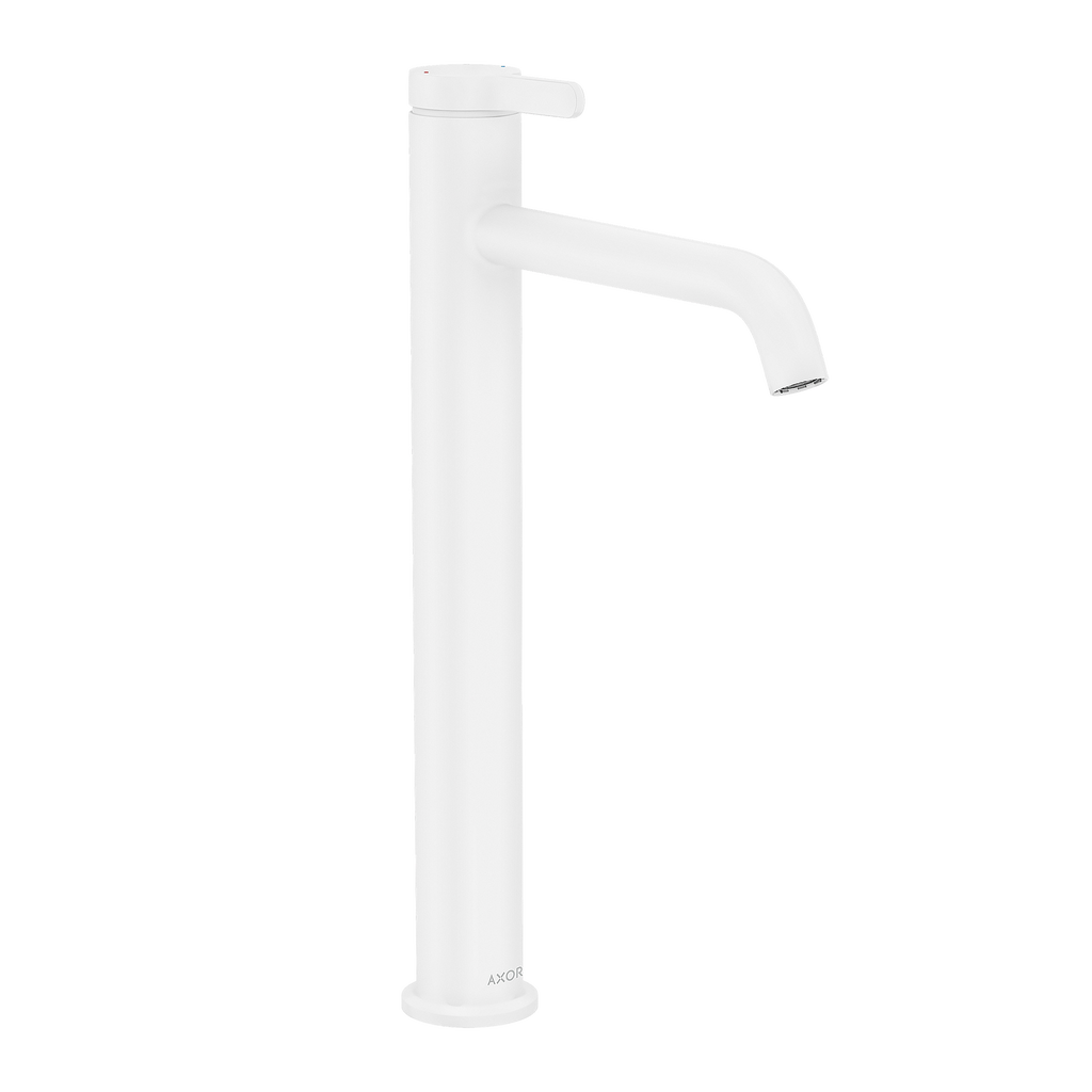AXOR One Single Lever Handle Basin Mixer Faucet 260 with Open Waste Set from Brandt in Matt White finish