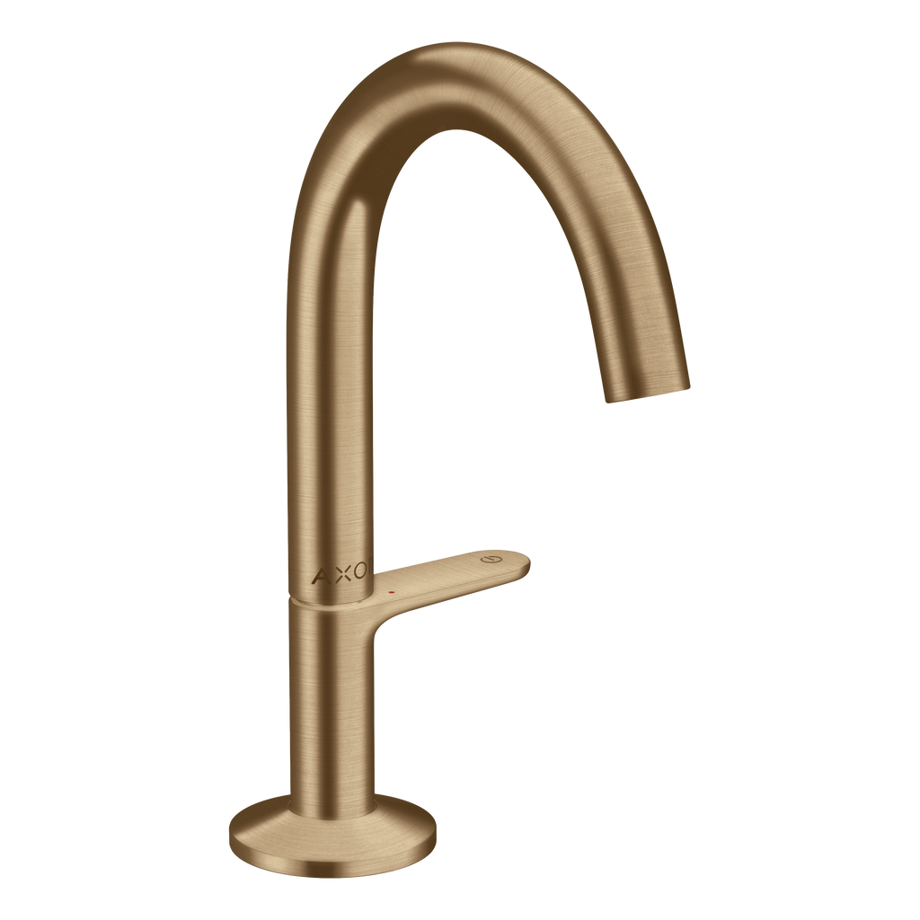 AXOR One Basin Mixer Faucet Select 140 with Push-Open Waste Set from Brandt in Brushed Bronze finish