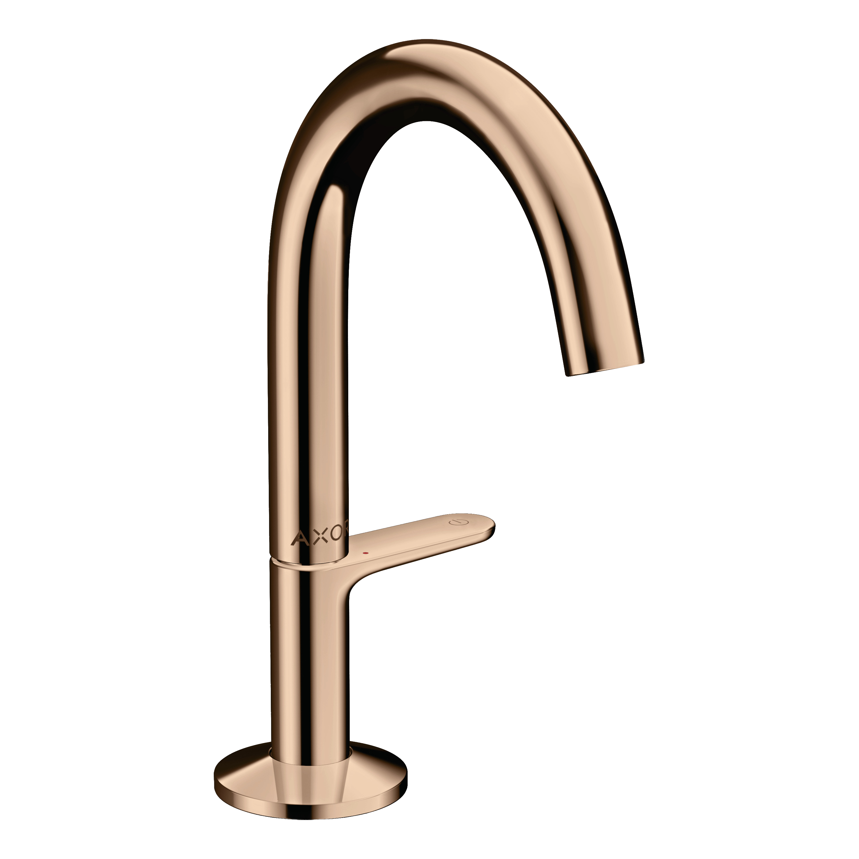 AXOR One Basin Mixer Faucet Select 140 with Push-Open Waste Set from Brandt in Polished Red Gold finish