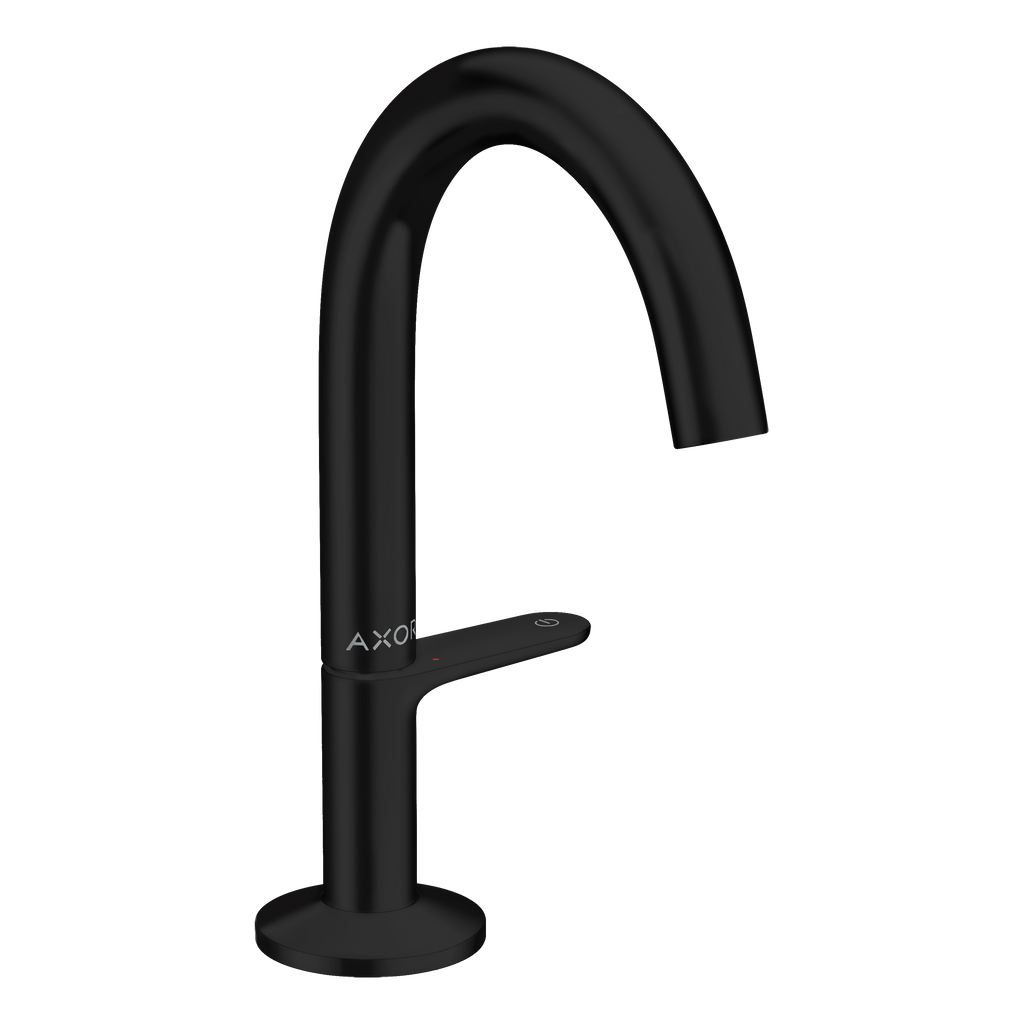 AXOR One Basin Mixer Faucet Select 140 with Push-Open Waste Set from Brandt in Matt Black finish
