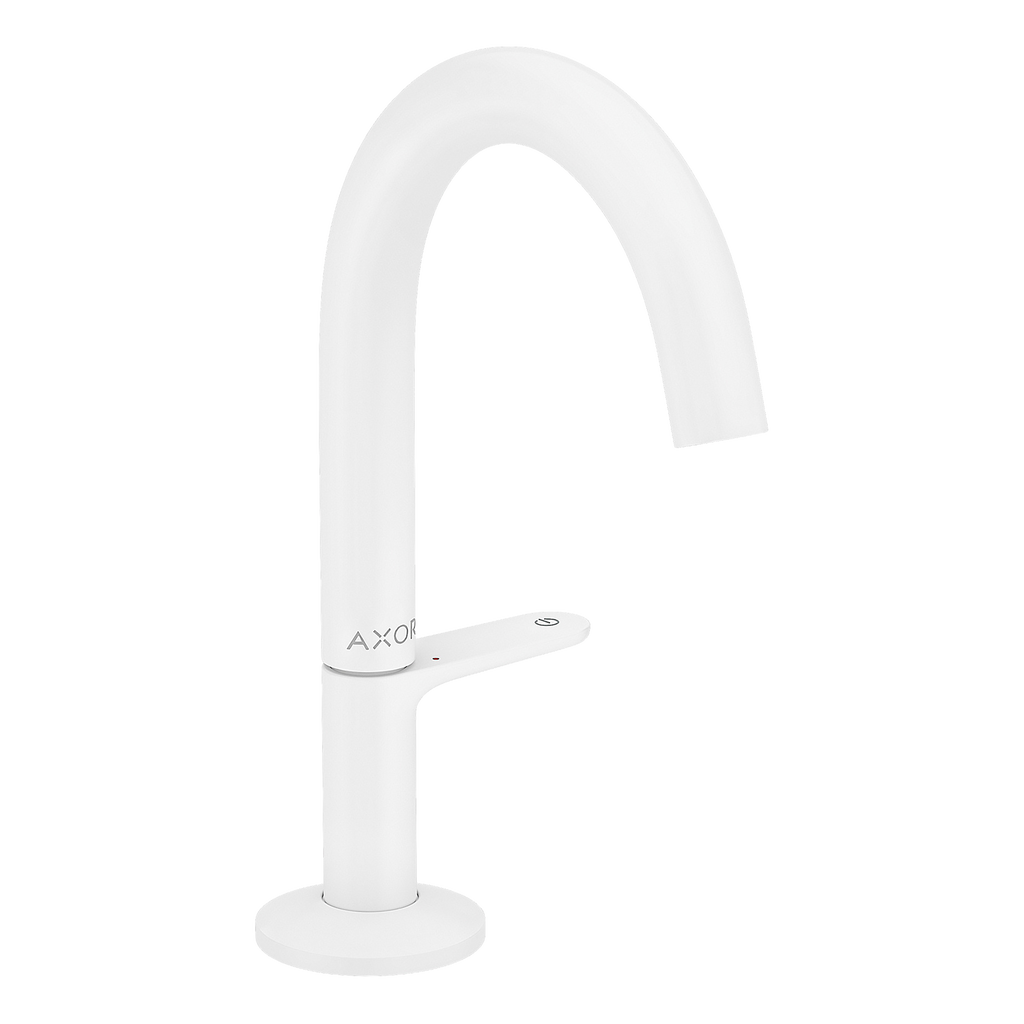 AXOR One Basin Mixer Faucet Select 140 with Push-Open Waste Set from Brandt in Matt White finish