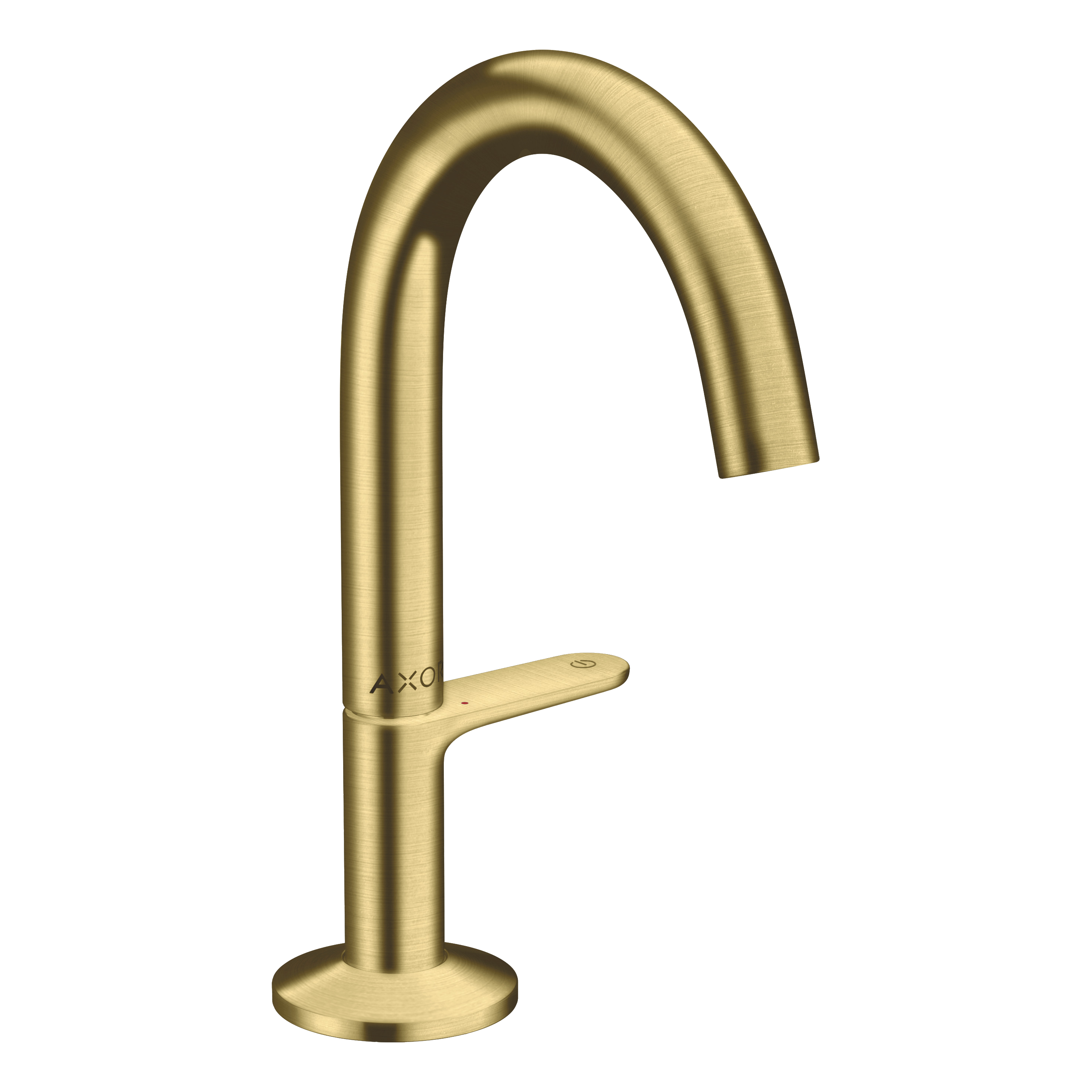 AXOR One Basin Mixer Faucet Select 140 with Push-Open Waste Set from Brandt in Brushed Brass finish