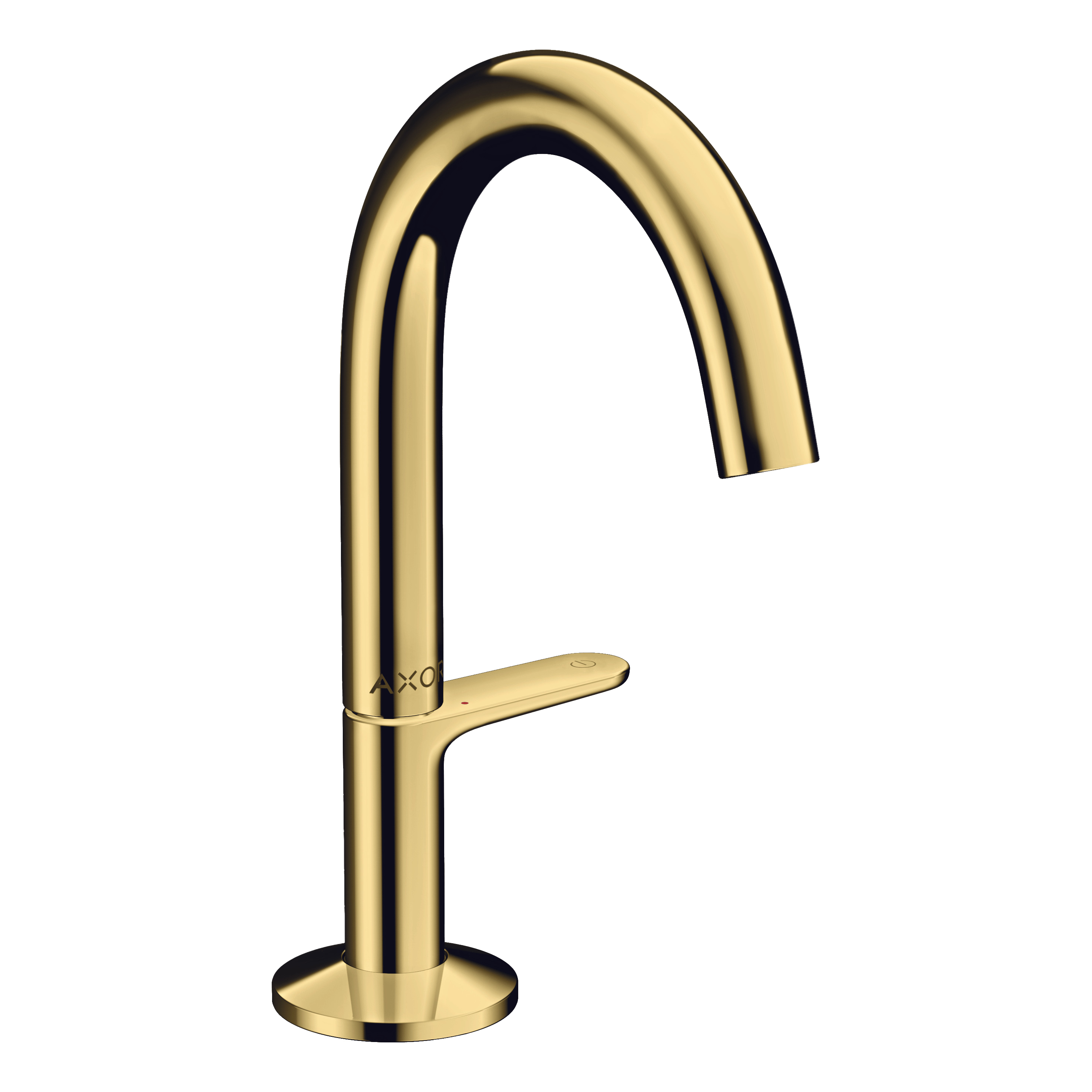 AXOR One Basin Mixer Faucet Select 140 with Push-Open Waste Set from Brandt in Polished Gold Optic finish