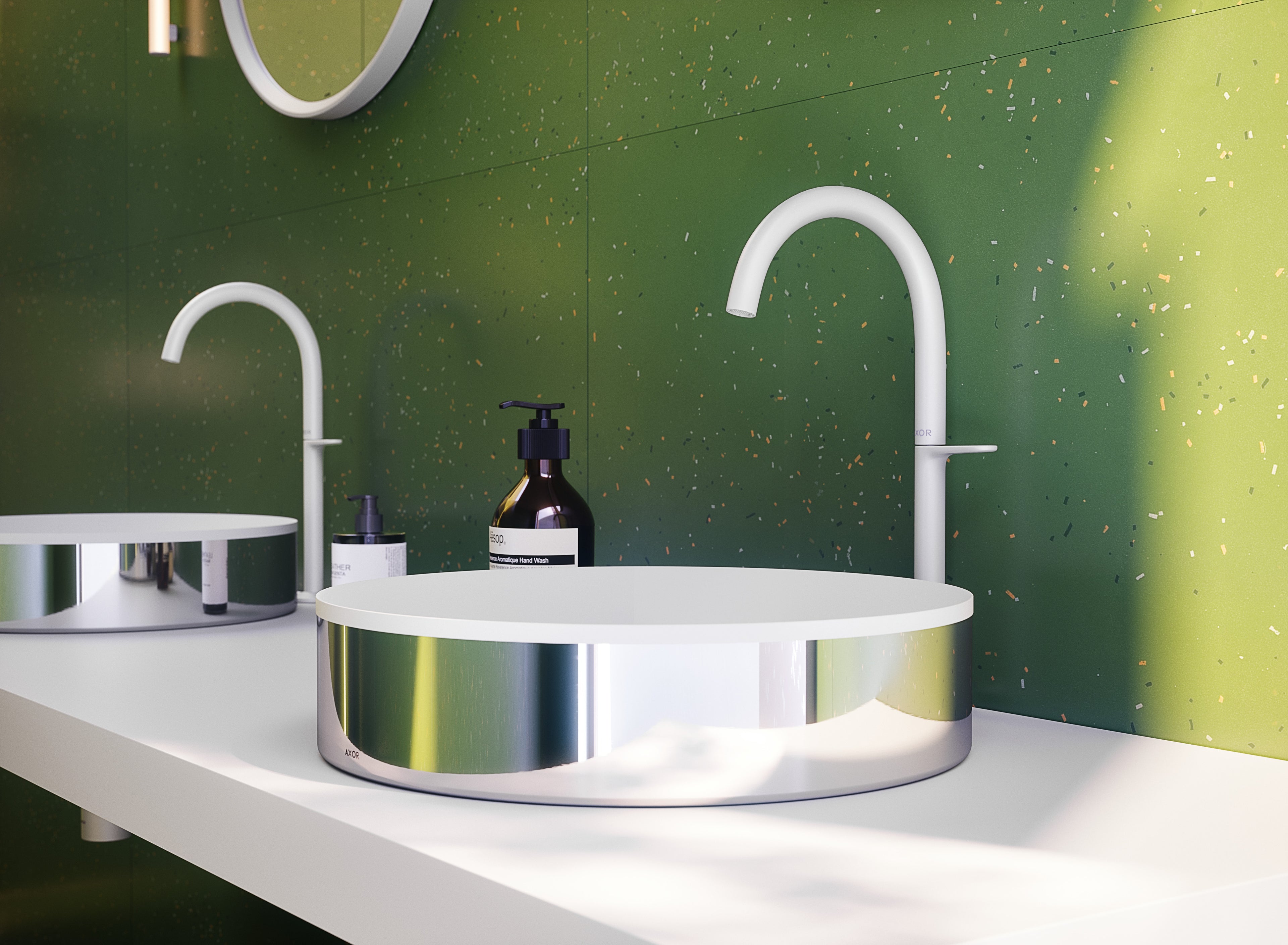AXOR One Basin Mixer Faucet Select 260 with Push-Open Waste Set from Brandt in Matt White finish