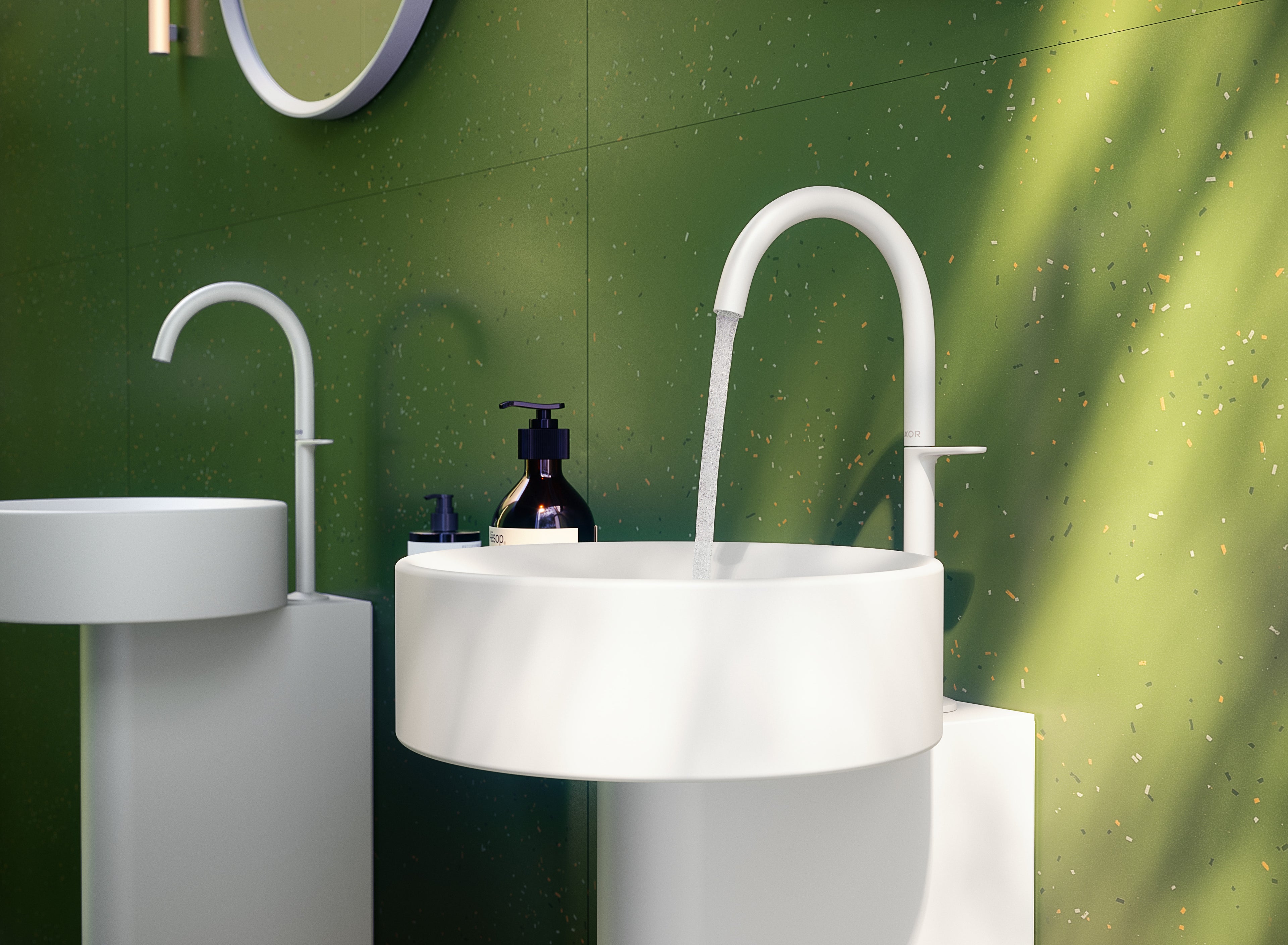 AXOR One Basin Mixer Faucet Select 260 with Push-Open Waste Set from Brandt in Matt White finish