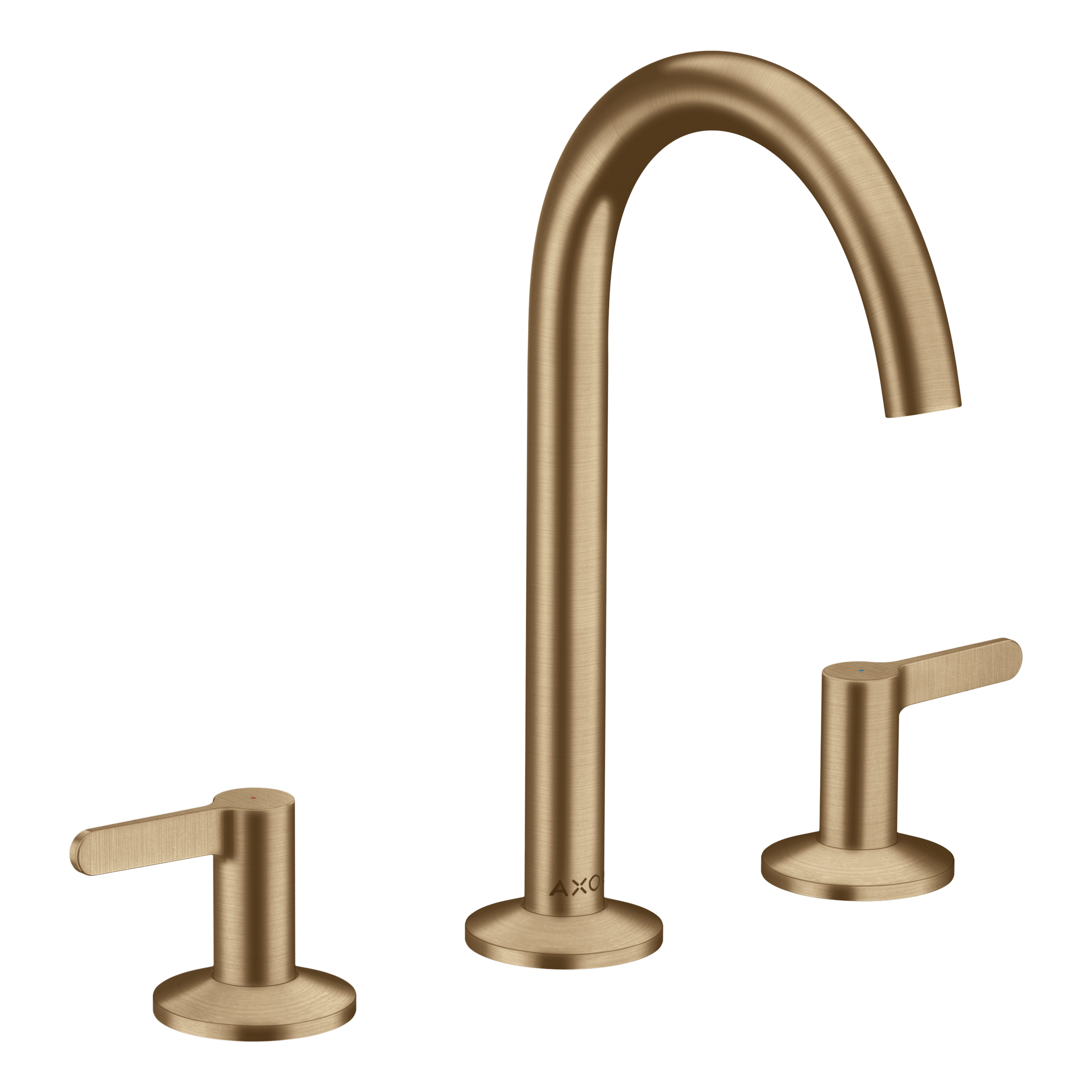 AXOR One 3-Hole Basin Mixer Faucet 170 with Push-Open Waste Set from Brandt in Brushed Bronze finish
