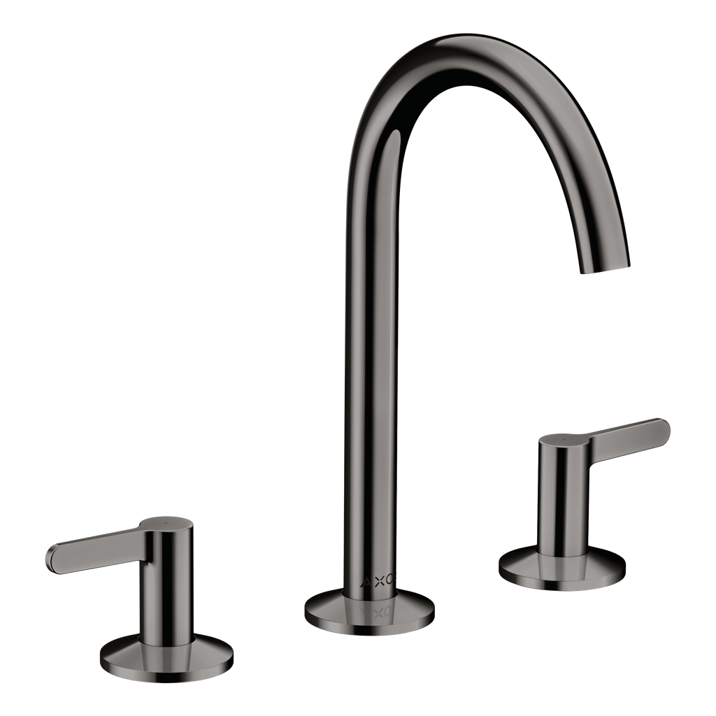 AXOR One 3-Hole Basin Mixer Faucet 170 with Push-Open Waste Set from Brandt in Polished Black Chrome finish