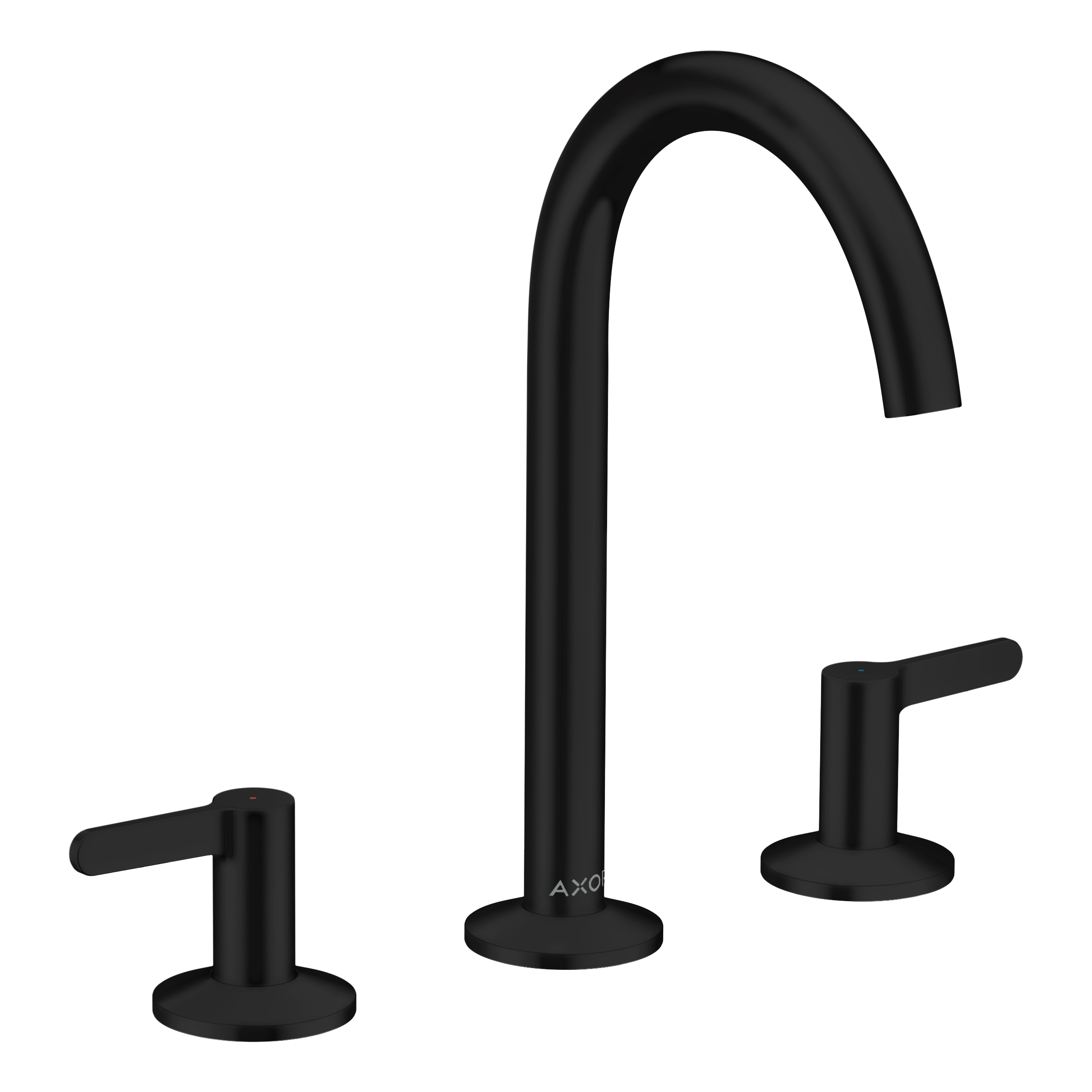 AXOR One 3-Hole Basin Mixer Faucet 170 with Push-Open Waste Set from Brandt in Matt Black finish
