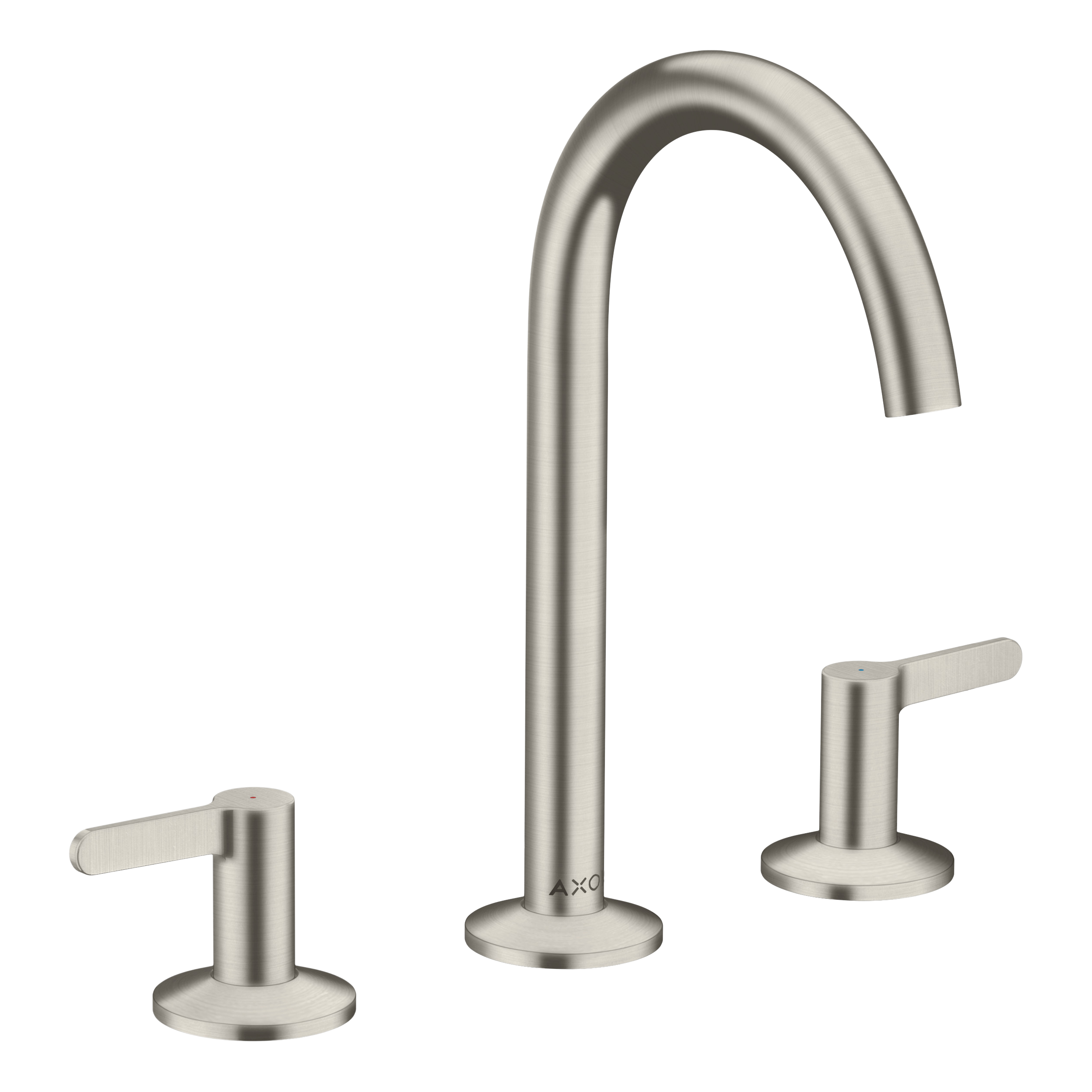 AXOR One 3-Hole Basin Mixer Faucet 170 with Push-Open Waste Set from Brandt in Stainless Steel Optic finish