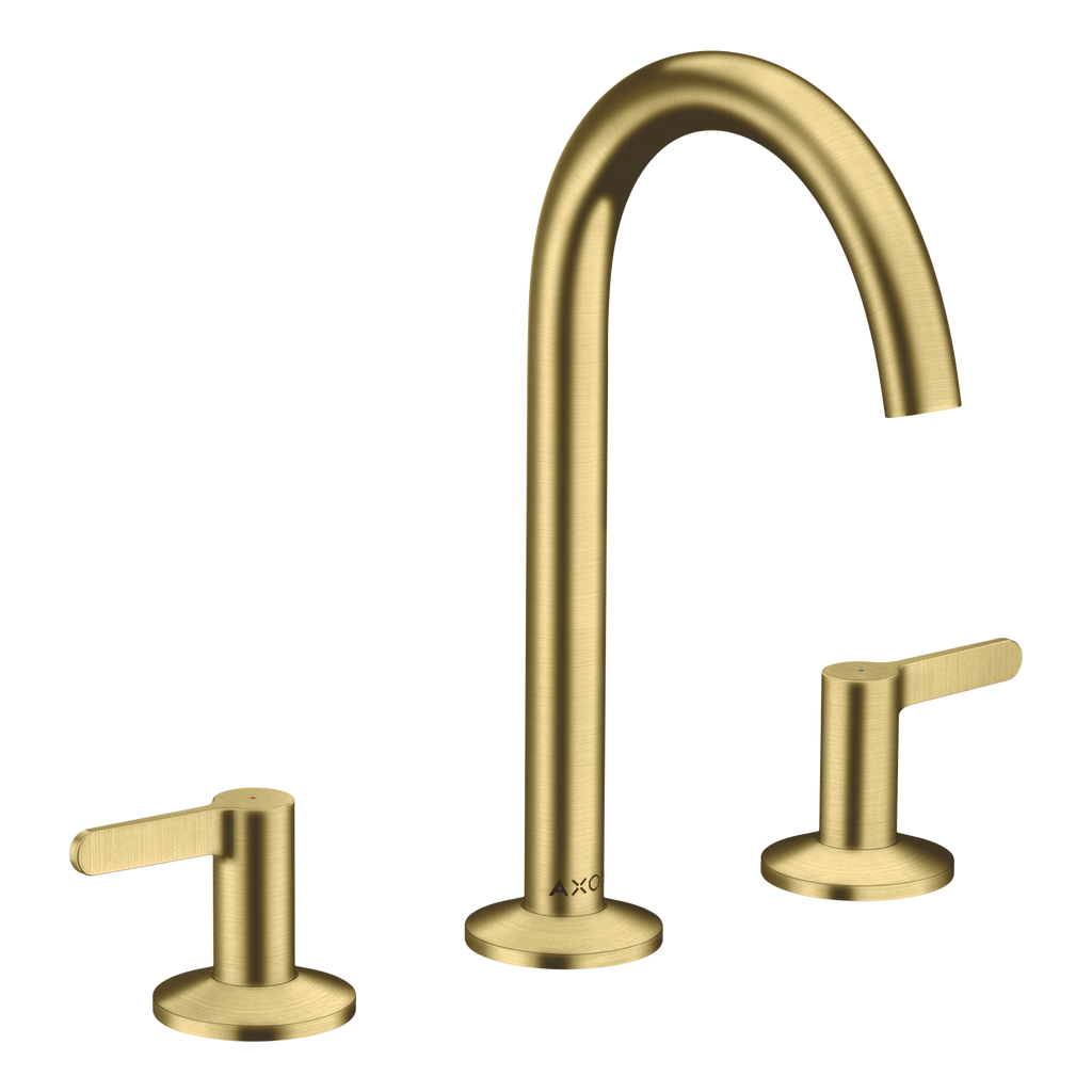 AXOR One 3-Hole Basin Mixer Faucet 170 with Push-Open Waste Set from Brandt in Brushed Brass finish