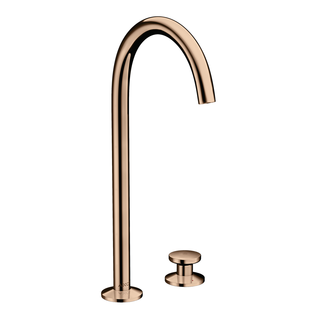 AXOR One 2-Hole Basin Mixer Faucet Select 260 with Push-Open Waste Set from Brandt in Polished Red Gold finish