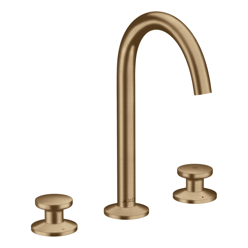 AXOR One 3-Hole Basin Mixer Faucet Select 170 with Push-Open Waste Set from Brandt in Brushed Bronze finish