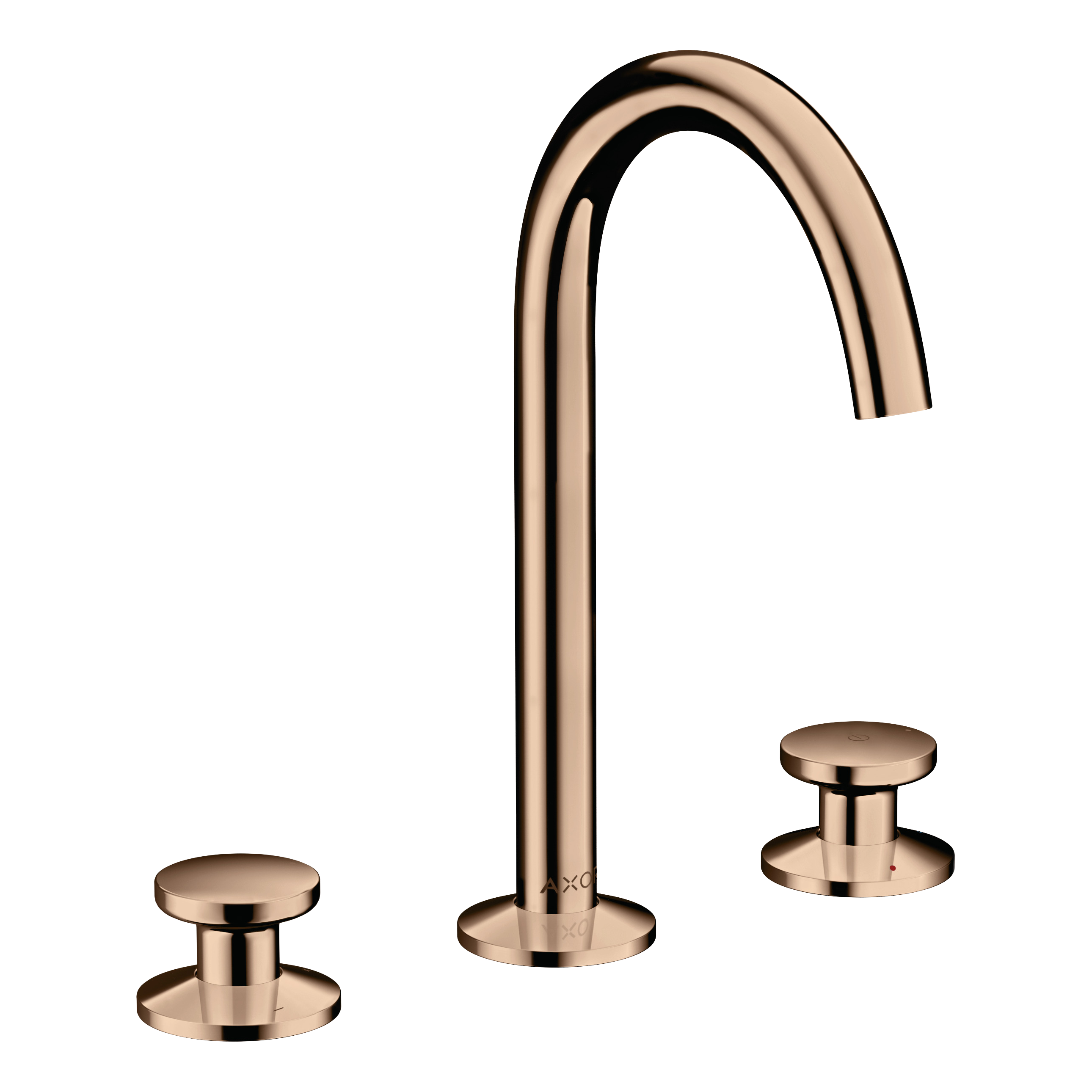 AXOR One 3-Hole Basin Mixer Faucet Select 170 with Push-Open Waste Set from Brandt in Polished Red Gold finish