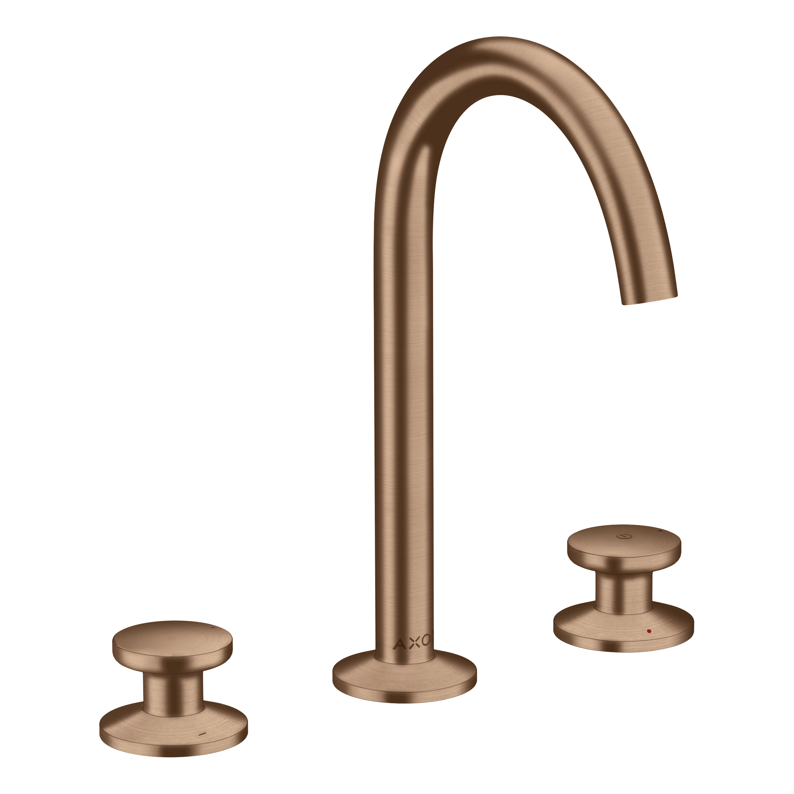 AXOR One 3-Hole Basin Mixer Faucet Select 170 with Push-Open Waste Set from Brandt in Brushed Red Gold finish