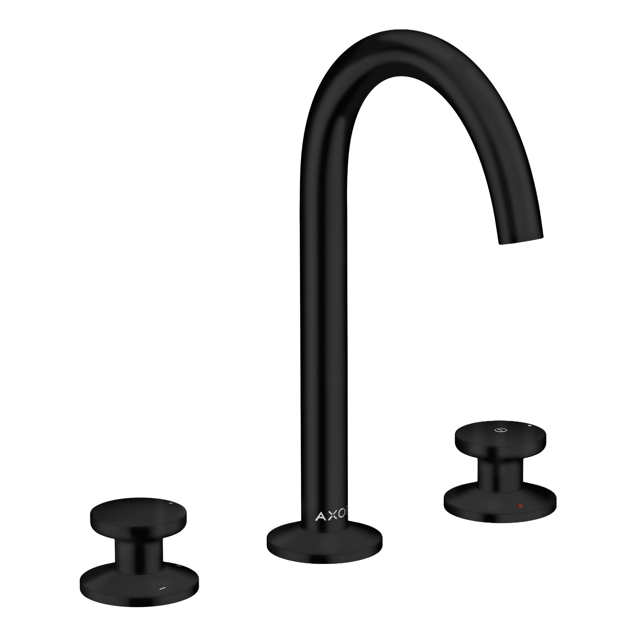 AXOR One 3-Hole Basin Mixer Faucet Select 170 with Push-Open Waste Set from Brandt in Matt Black finish