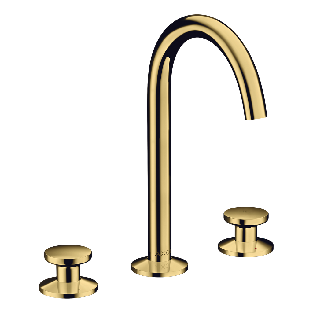 AXOR One 3-Hole Basin Mixer Faucet Select 170 with Push-Open Waste Set from Brandt in Polished Gold Optic finish