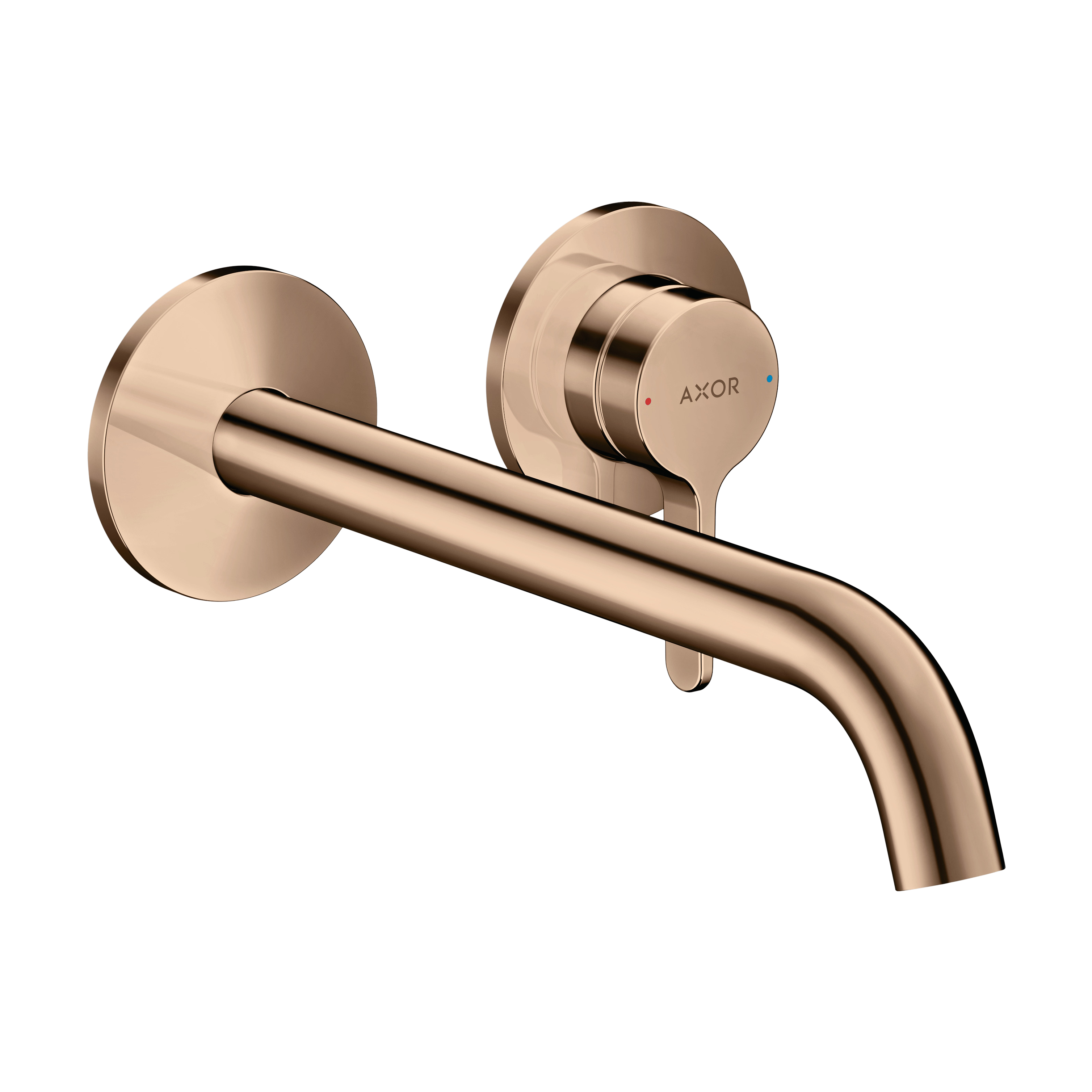 AXOR One Single Lever Handle Concealed Basin Mixer Faucet for 2-Hole Installation with 220 mm Spout from Brandt in Polished Red Gold finish