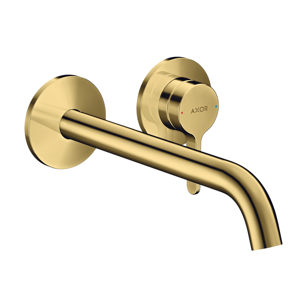 AXOR One Single Lever Handle Concealed Basin Mixer Faucet for 2-Hole Installation with 220 mm Spout from Brandt in Polished Gold Optic finish