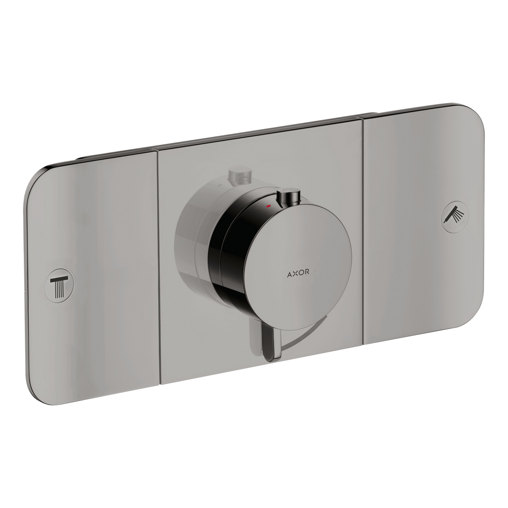 AXOR One Concealed Shower Thermostat with 2 Outlets from Brandt in Polished Black Chrome finish