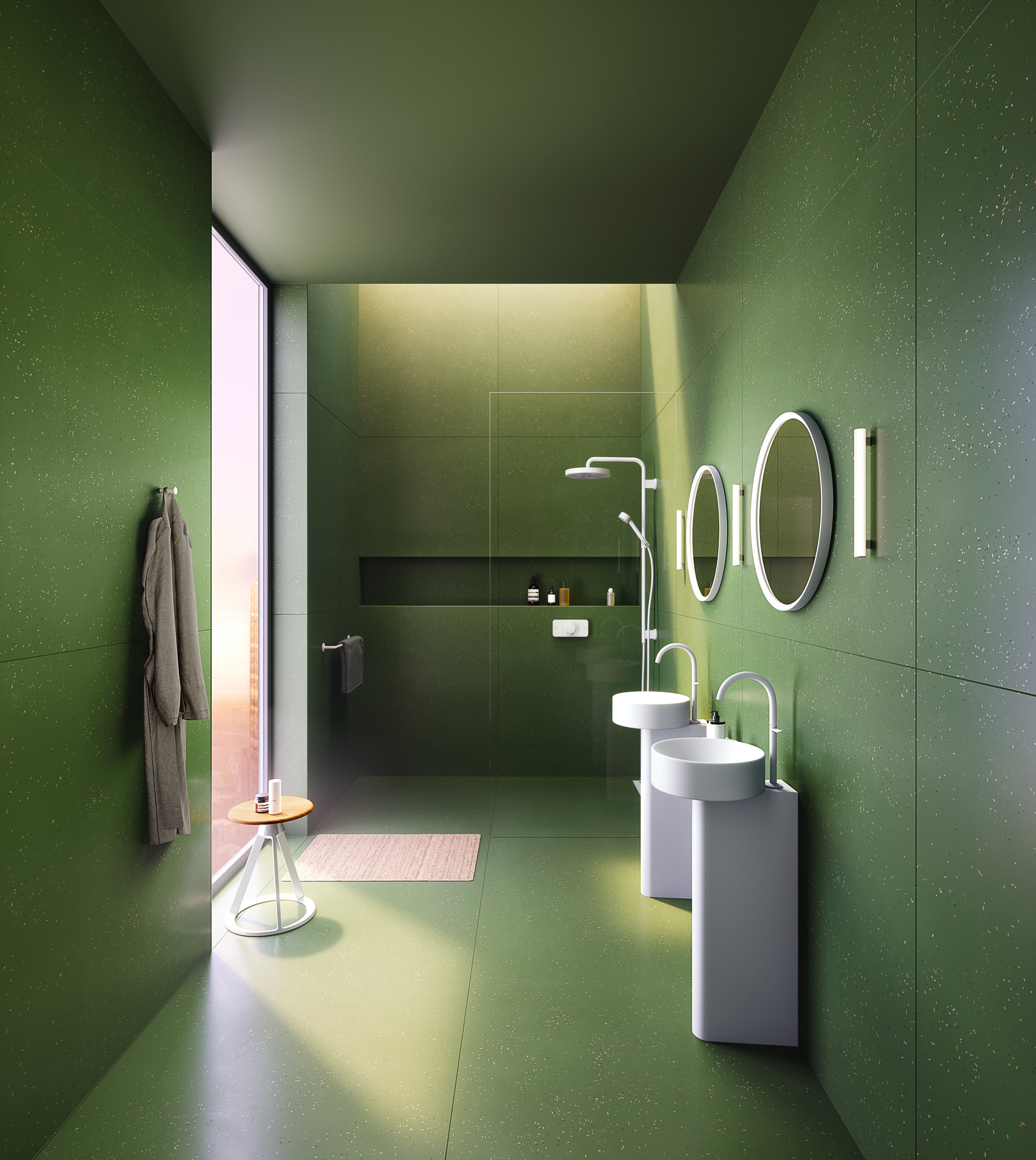 AXOR One Concealed Shower Thermostat with 2 Outlets from Brandt in Matt White finish
