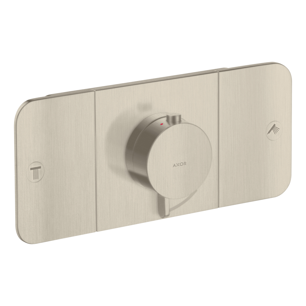 AXOR One Concealed Shower Thermostat with 2 Outlets from Brandt in Brushed Nickel finish