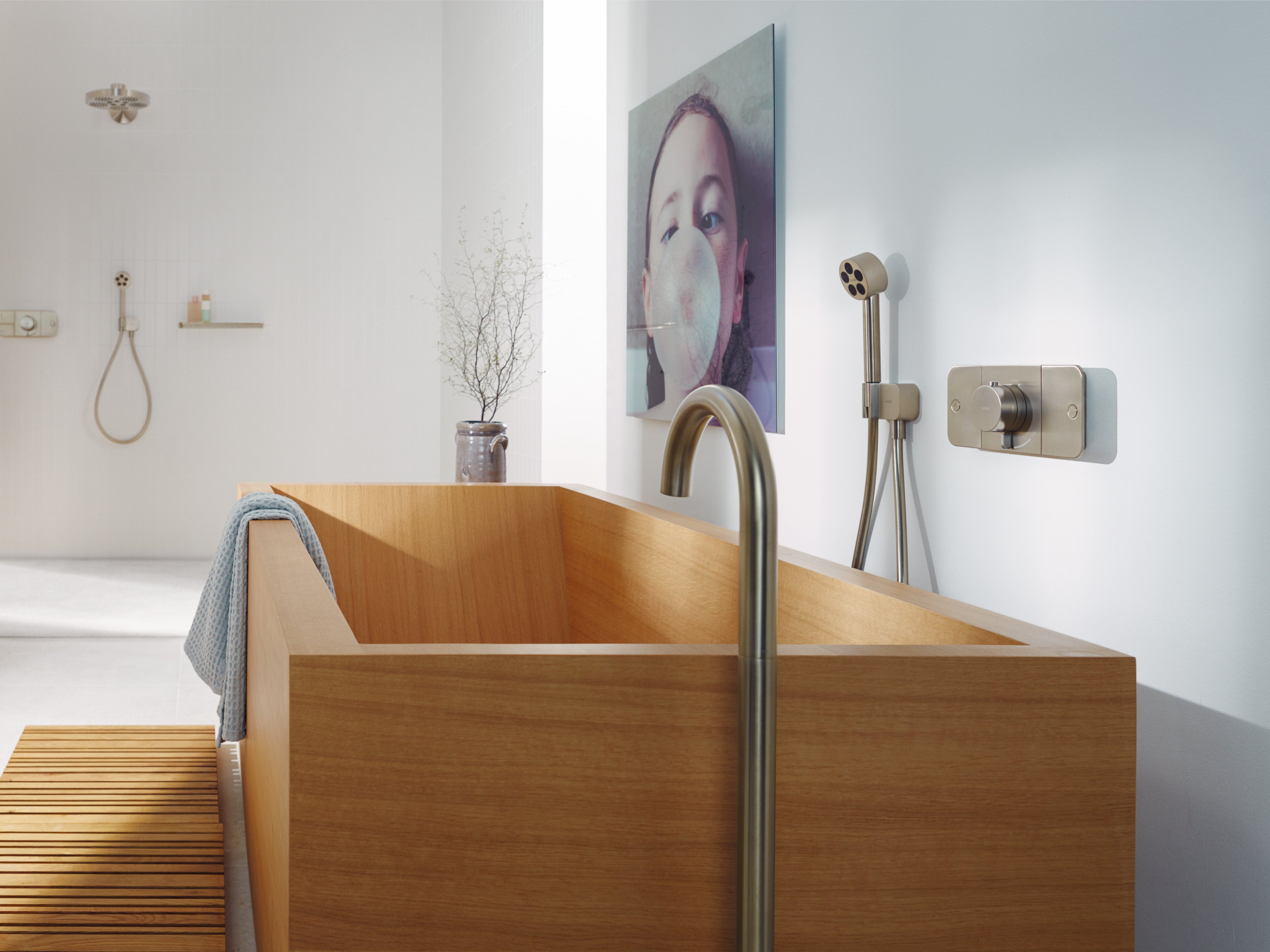 AXOR One Concealed Shower Thermostat with 2 Outlets from Brandt in Brushed Nickel finish