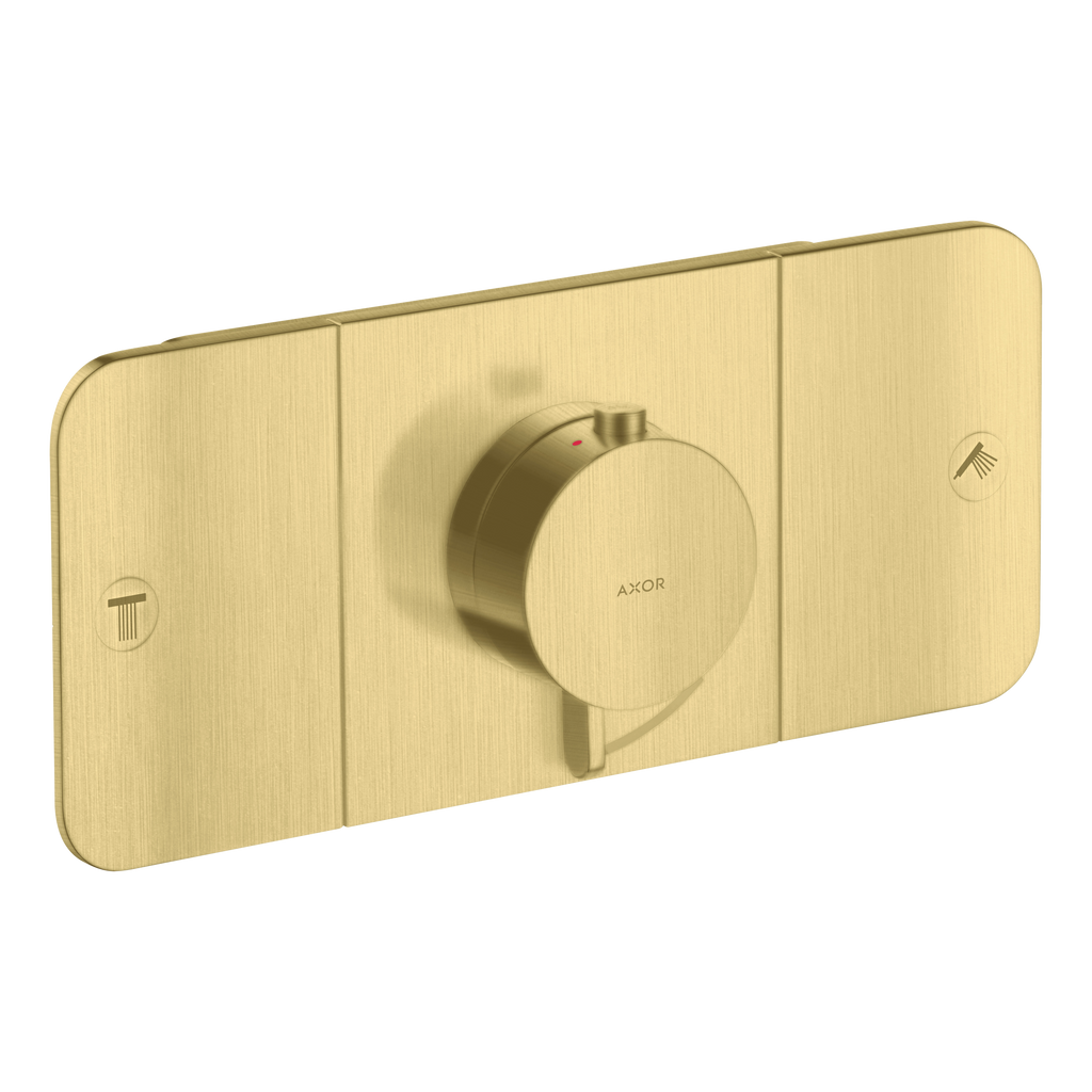 AXOR One Concealed Shower Thermostat with 2 Outlets from Brandt in Brushed Brass finish