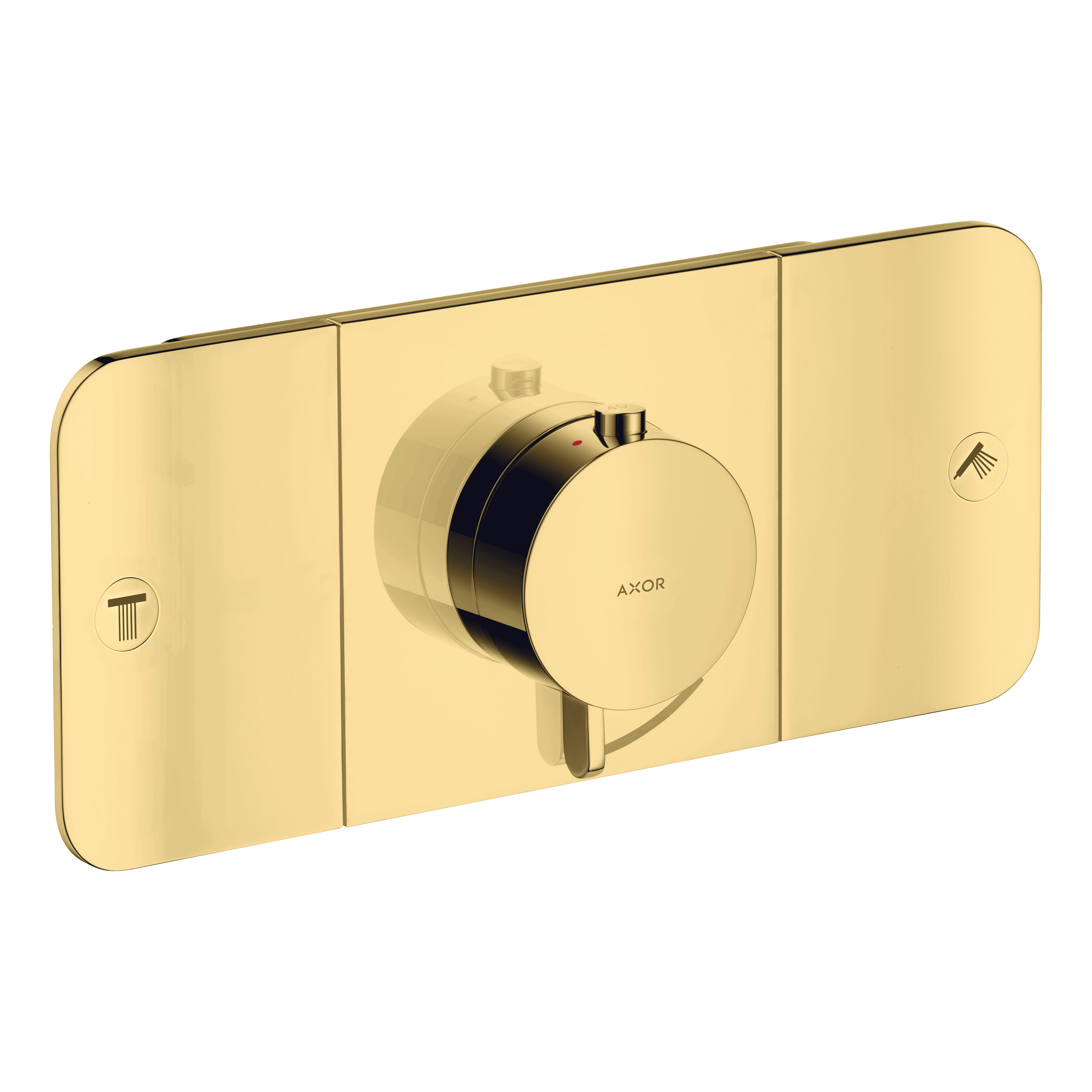 AXOR One Concealed Shower Thermostat with 2 Outlets from Brandt in Polished Gold Optic finish