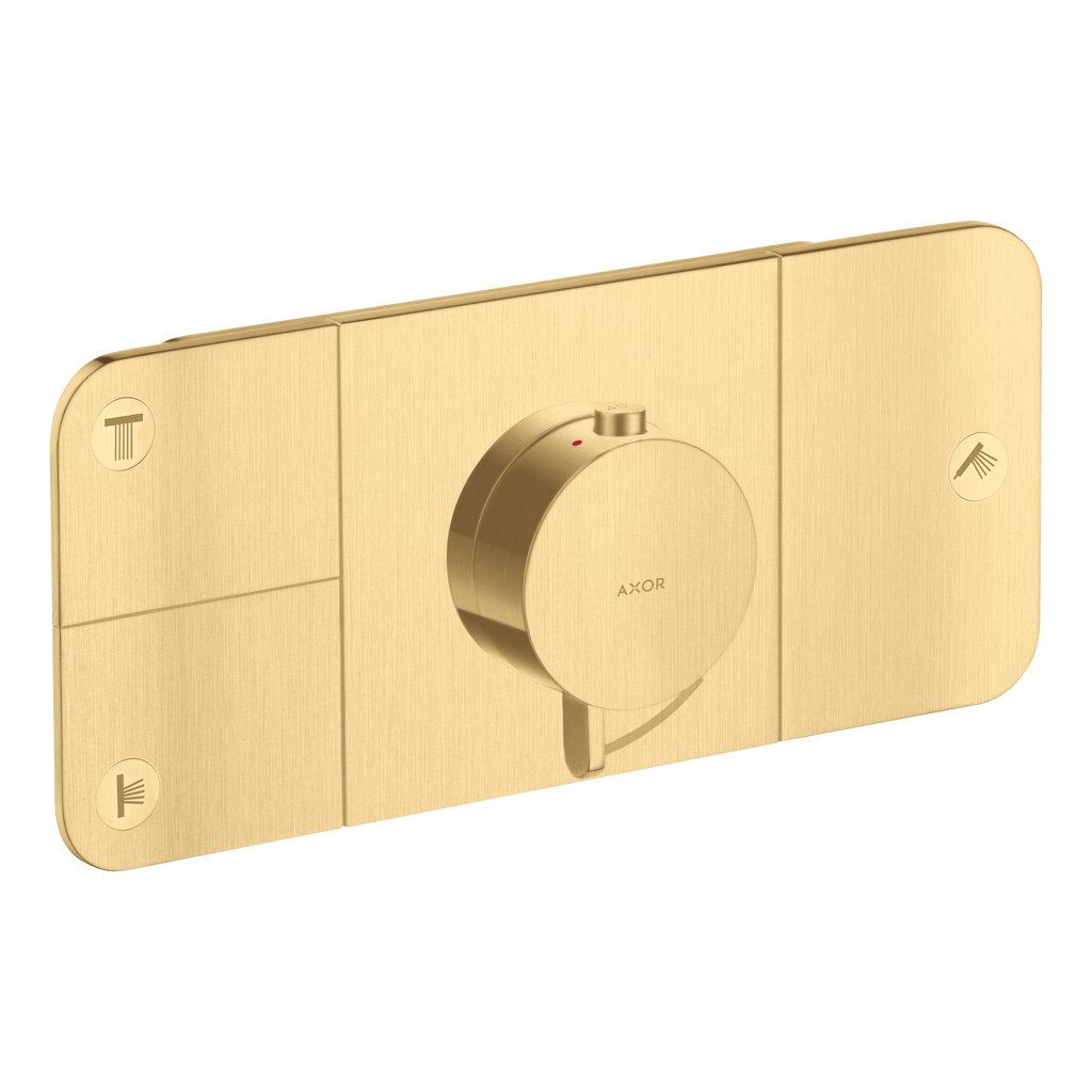 AXOR One Concealed Shower Thermostat with 3 Outlets from Brandt in Brushed Gold Optic finish