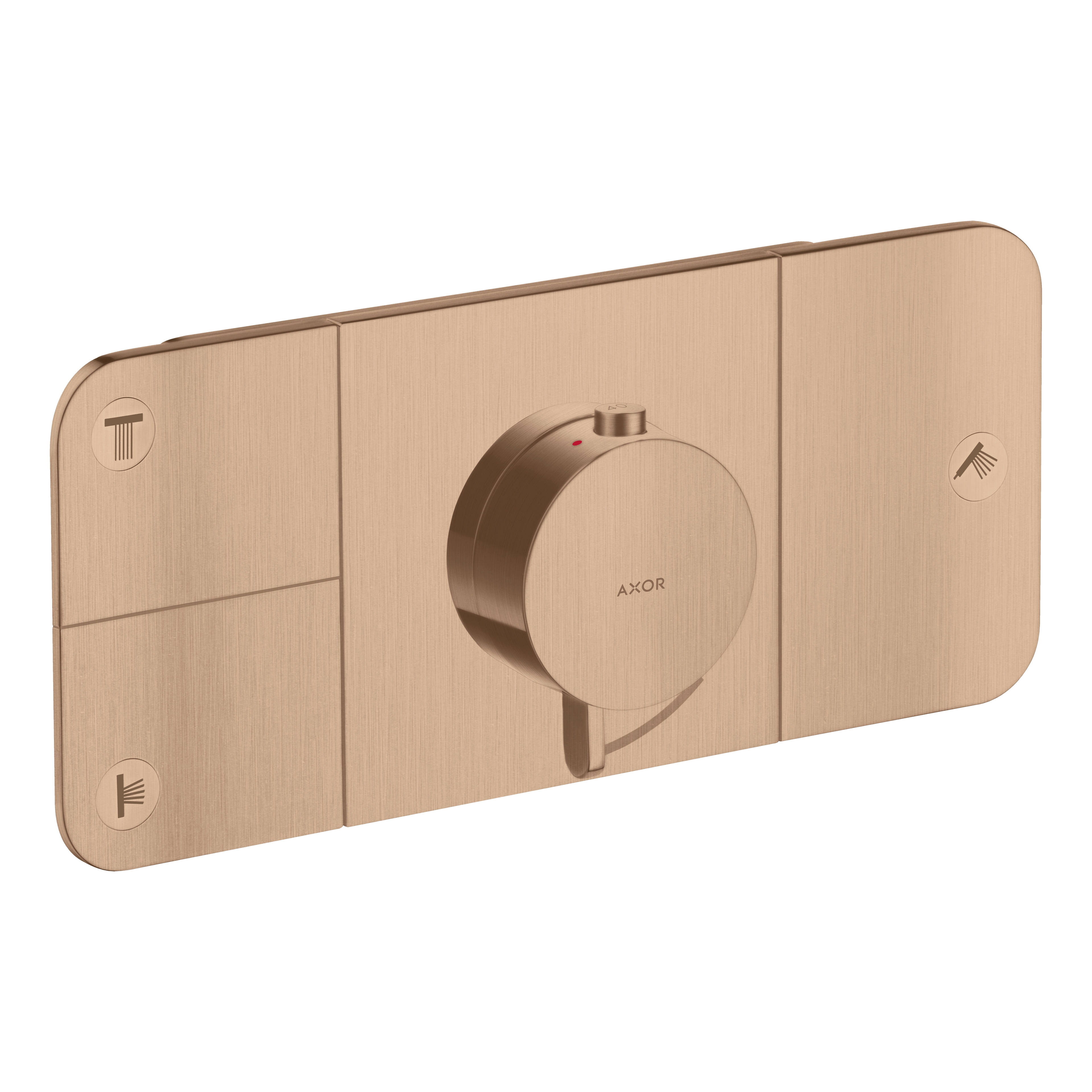 AXOR One Concealed Shower Thermostat with 3 Outlets from Brandt in Brushed Red Gold finish