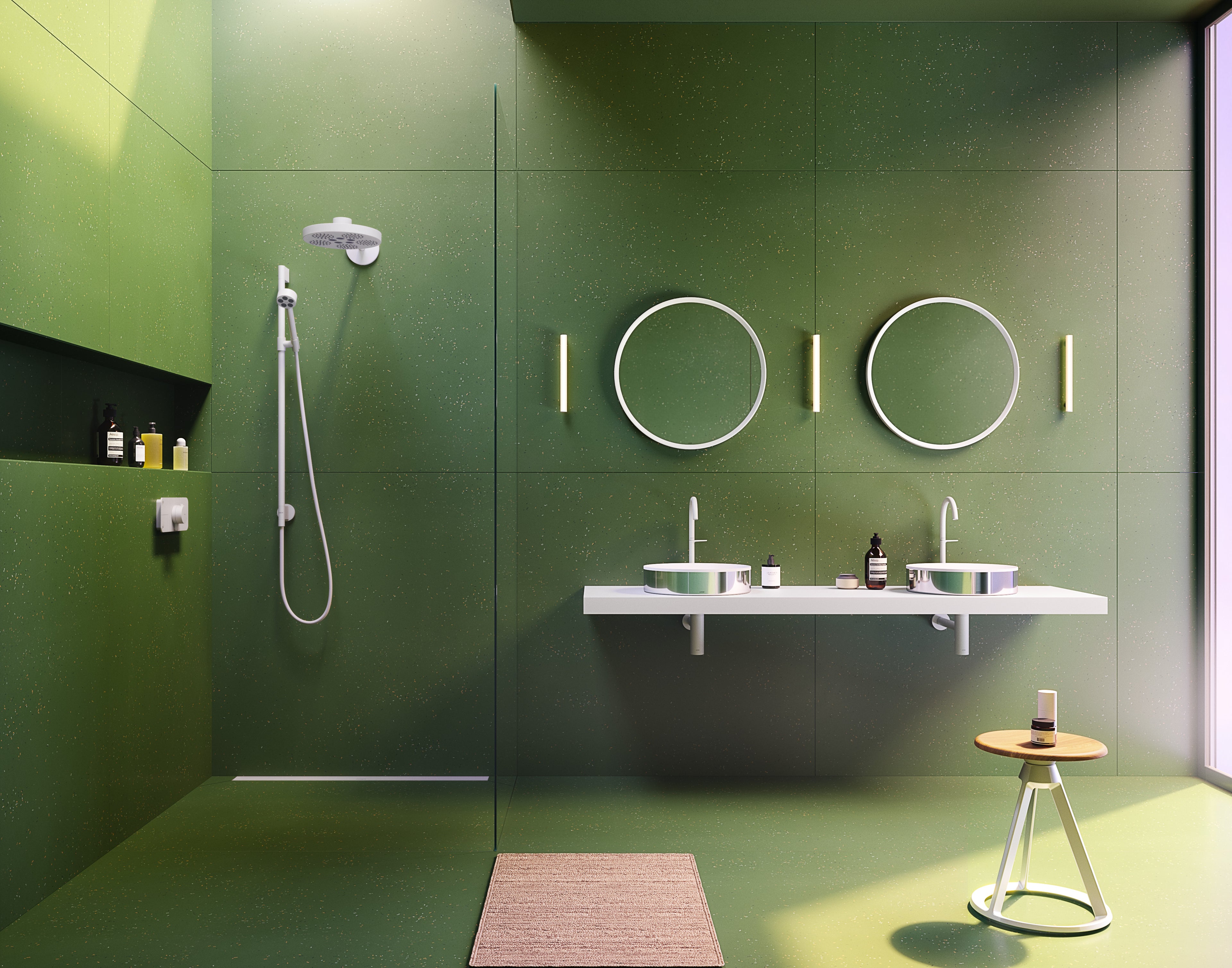 AXOR One Concealed Shower Thermostat with 3 Outlets from Brandt in Matt White finish