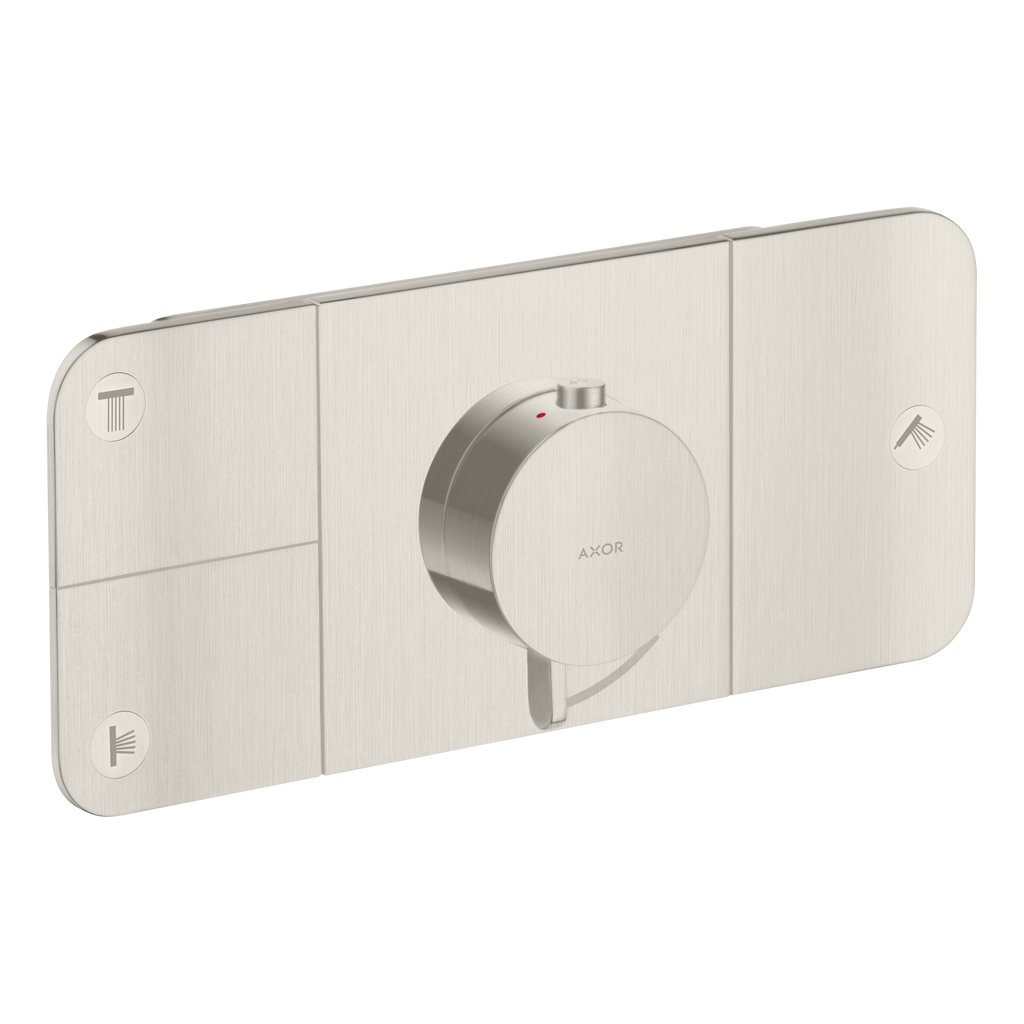 AXOR One Concealed Shower Thermostat with 3 Outlets from Brandt in Stainless Steel Optic finish